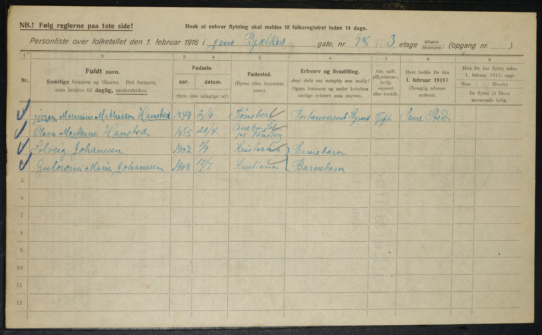 OBA, Kommunal folketelling 1.2.1916 for Kristiania, 1916, s. 47889