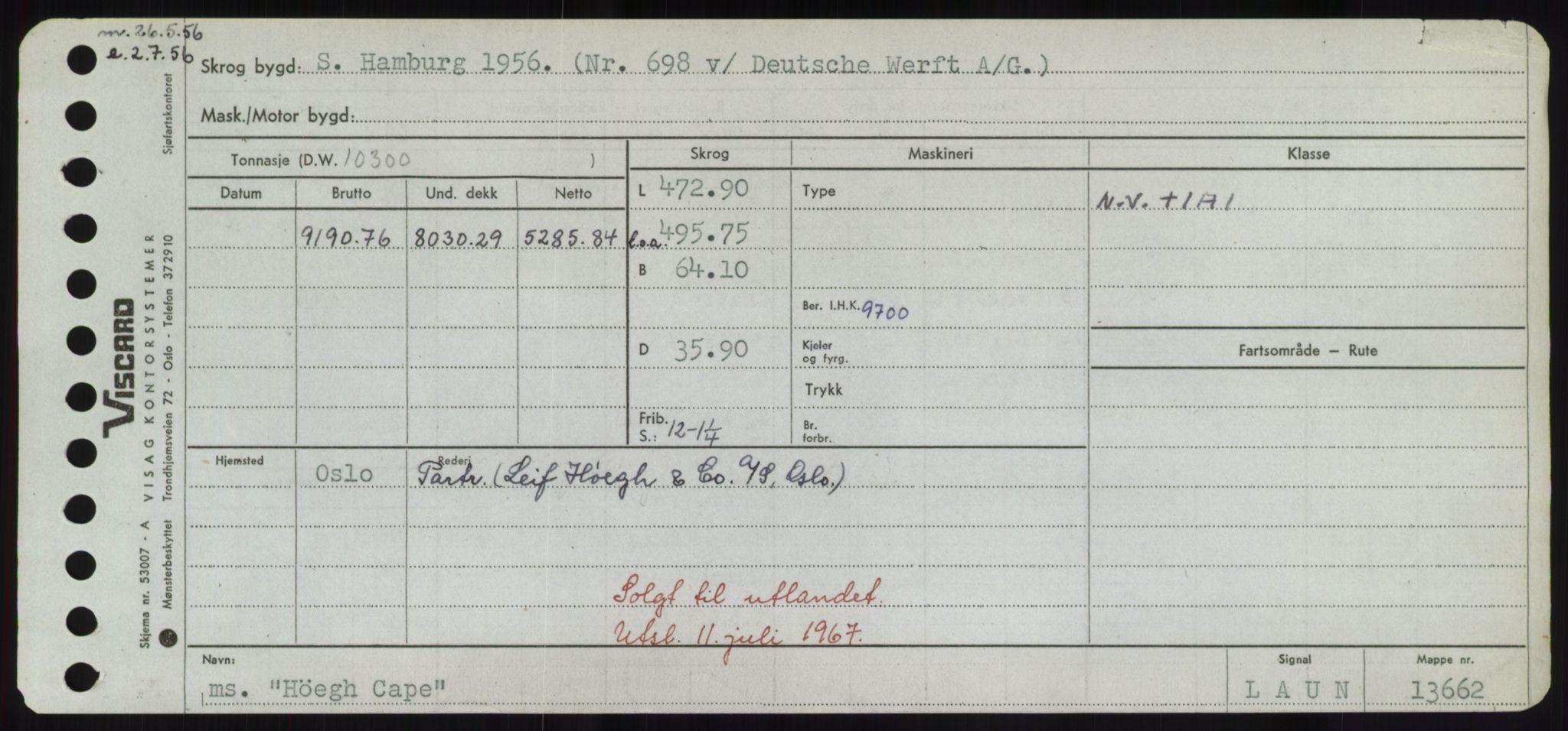 Sjøfartsdirektoratet med forløpere, Skipsmålingen, RA/S-1627/H/Hd/L0017: Fartøy, Holi-Hå, s. 285