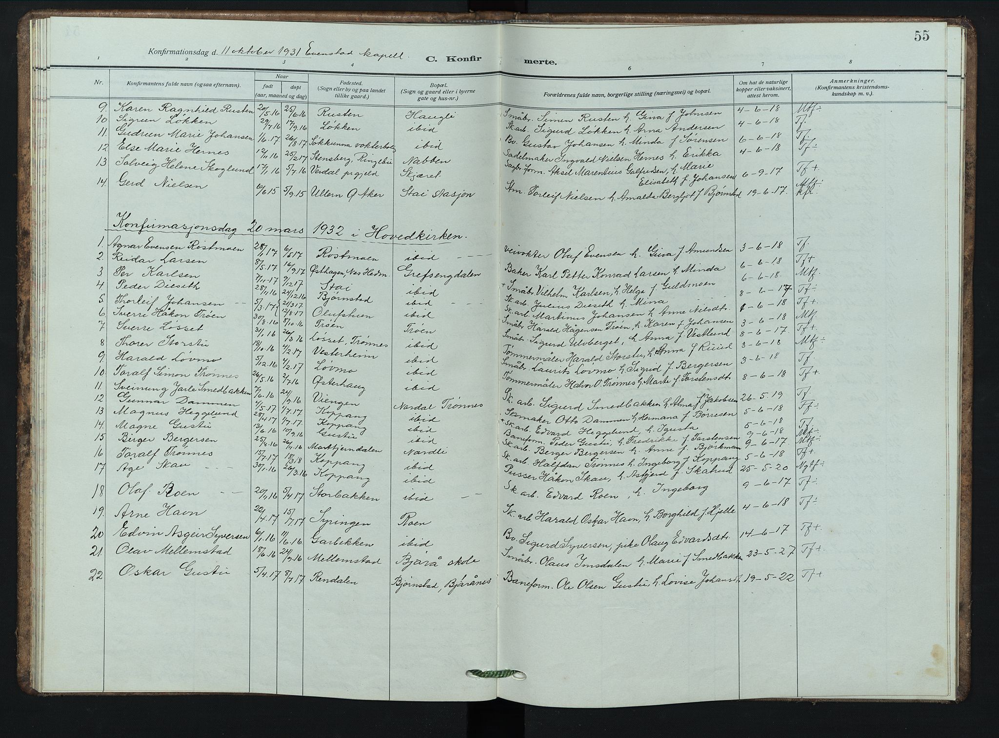 Stor-Elvdal prestekontor, AV/SAH-PREST-052/H/Ha/Hab/L0006: Klokkerbok nr. 6, 1921-1948, s. 55