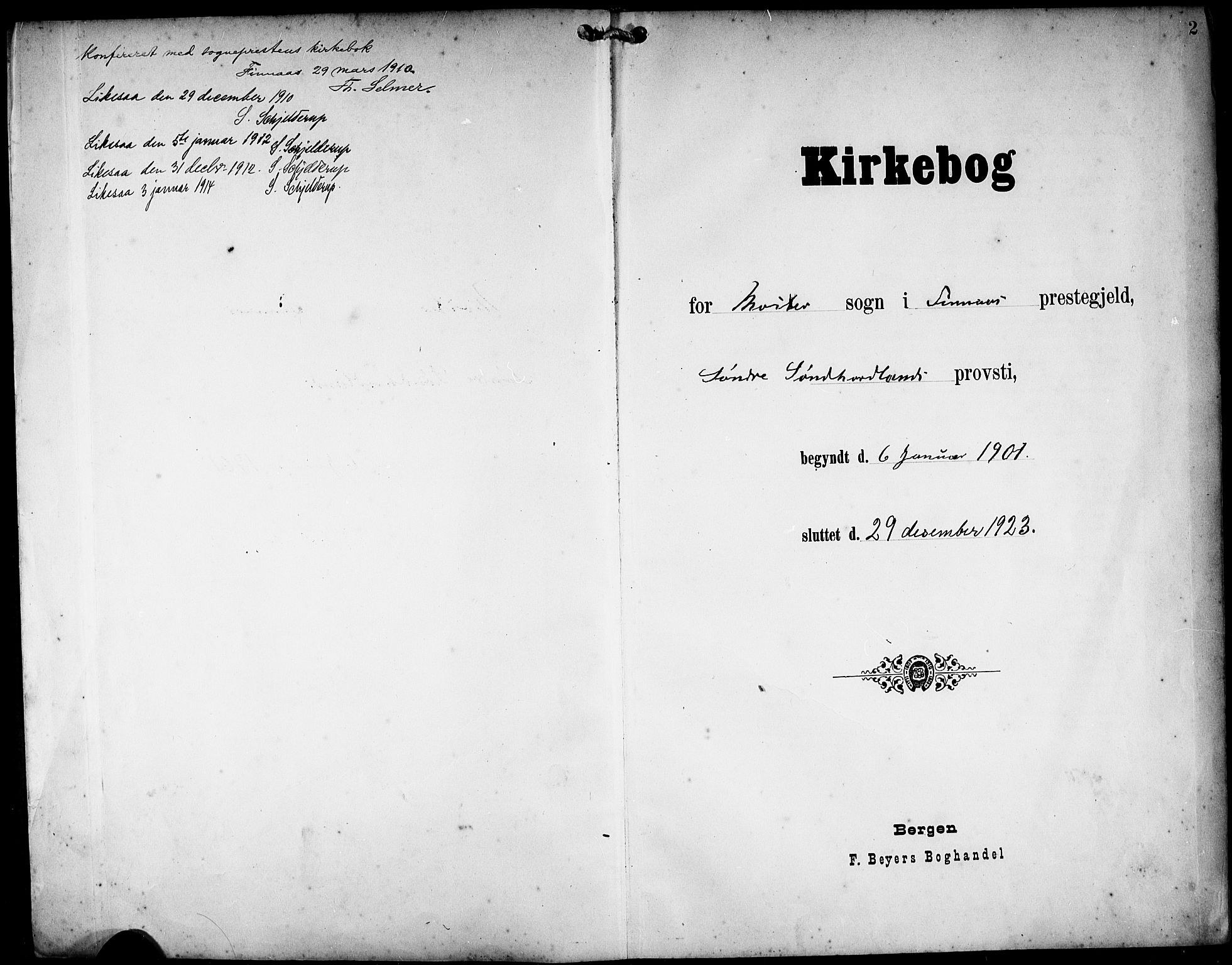 Finnås sokneprestembete, SAB/A-99925/H/Ha/Hab/Haba/L0004: Klokkerbok nr. A 4, 1901-1924, s. 2