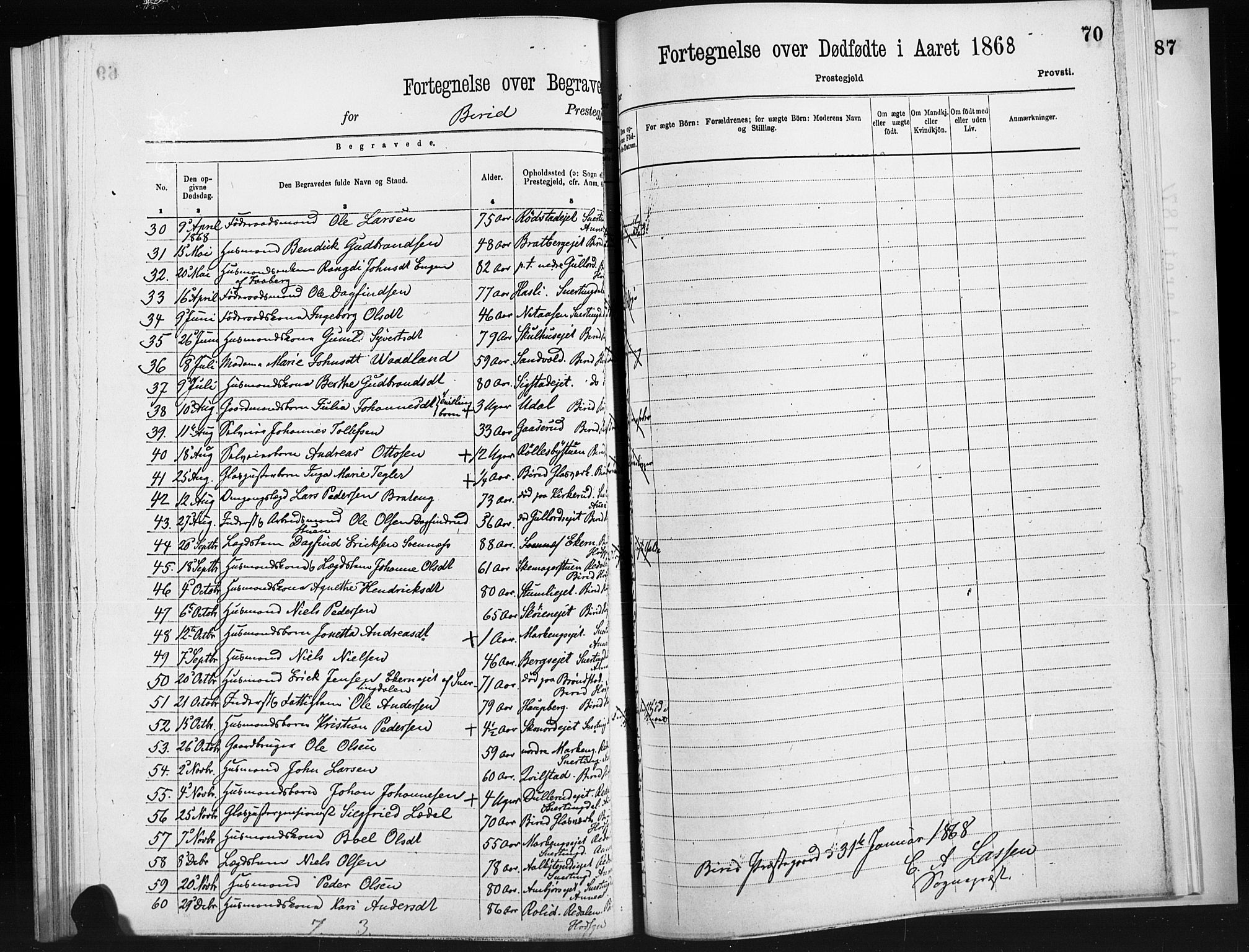 Statistisk sentralbyrå, Sosiodemografiske emner, Befolkning, RA/S-2228/D/Dd: Ministerialbok nr. -, 1866-1872, s. 70