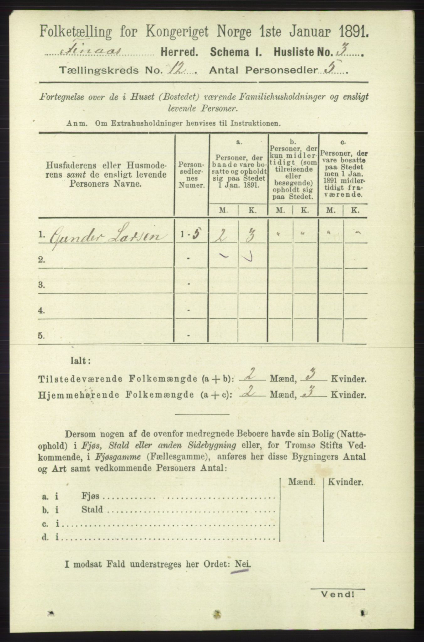 RA, Folketelling 1891 for 1218 Finnås herred, 1891, s. 5246