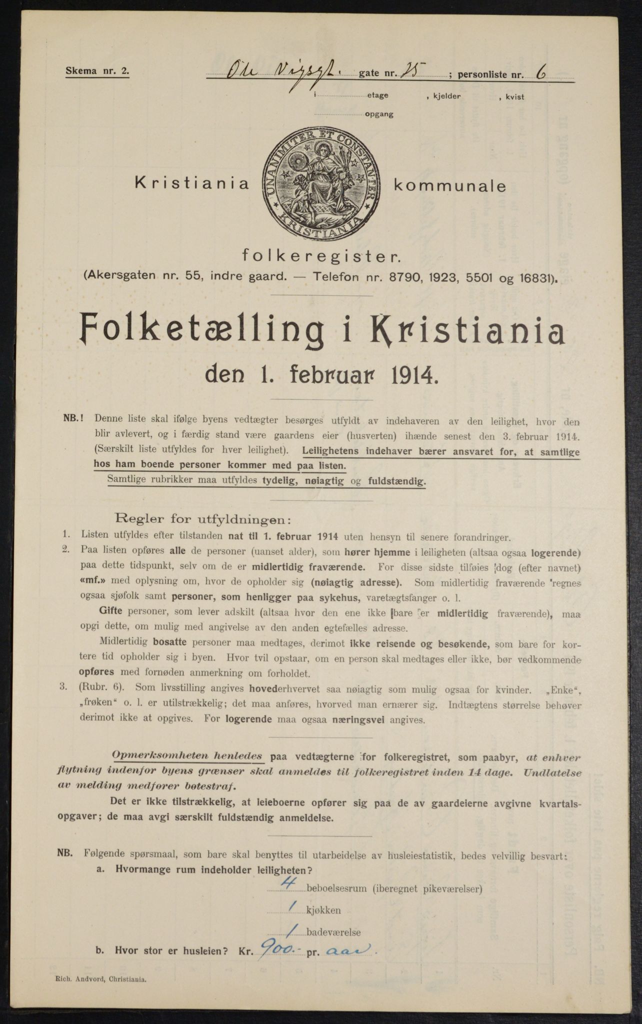 OBA, Kommunal folketelling 1.2.1914 for Kristiania, 1914, s. 75761