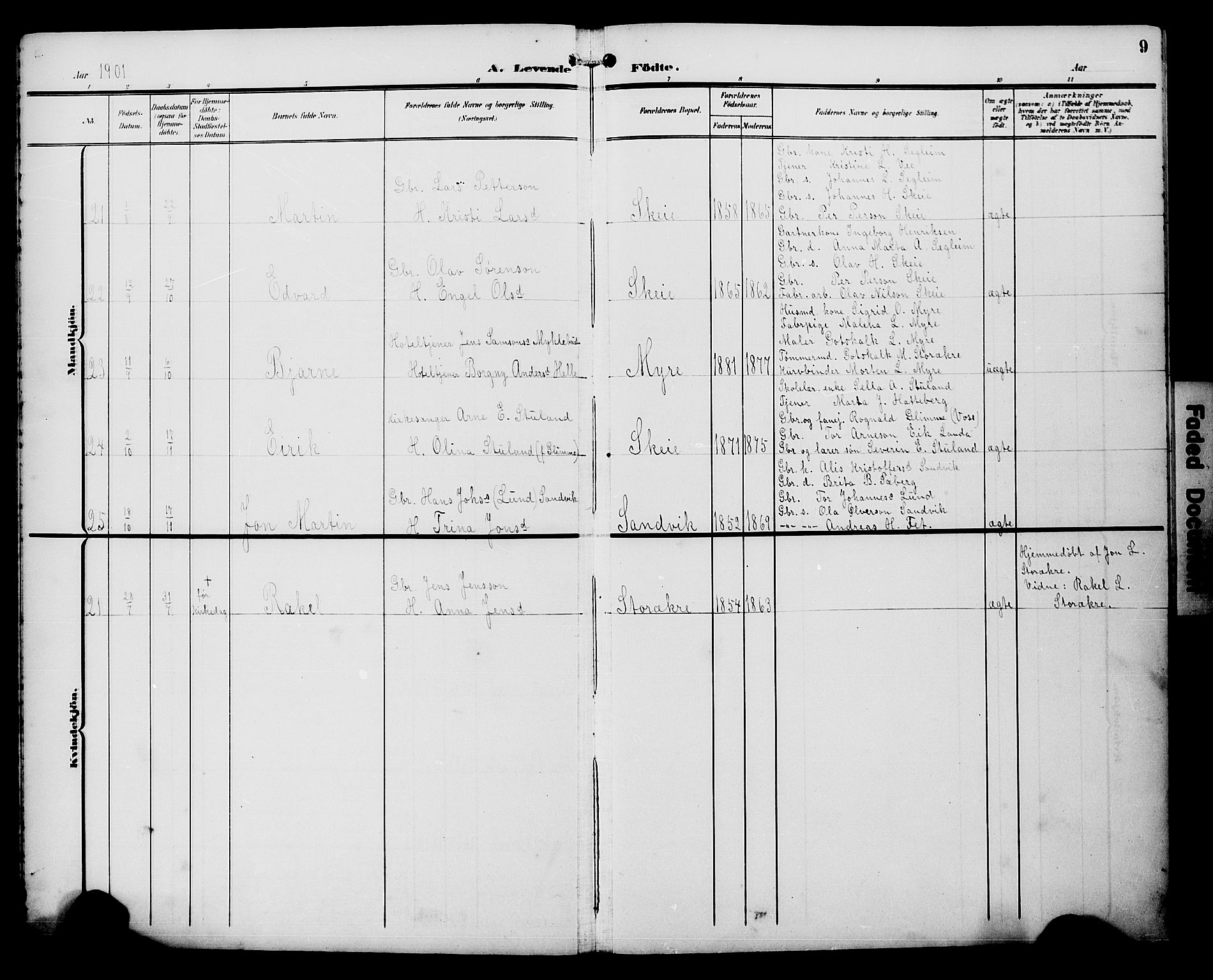 Kvinnherad sokneprestembete, AV/SAB-A-76401/H/Hab: Klokkerbok nr. A 2A, 1901-1911, s. 9