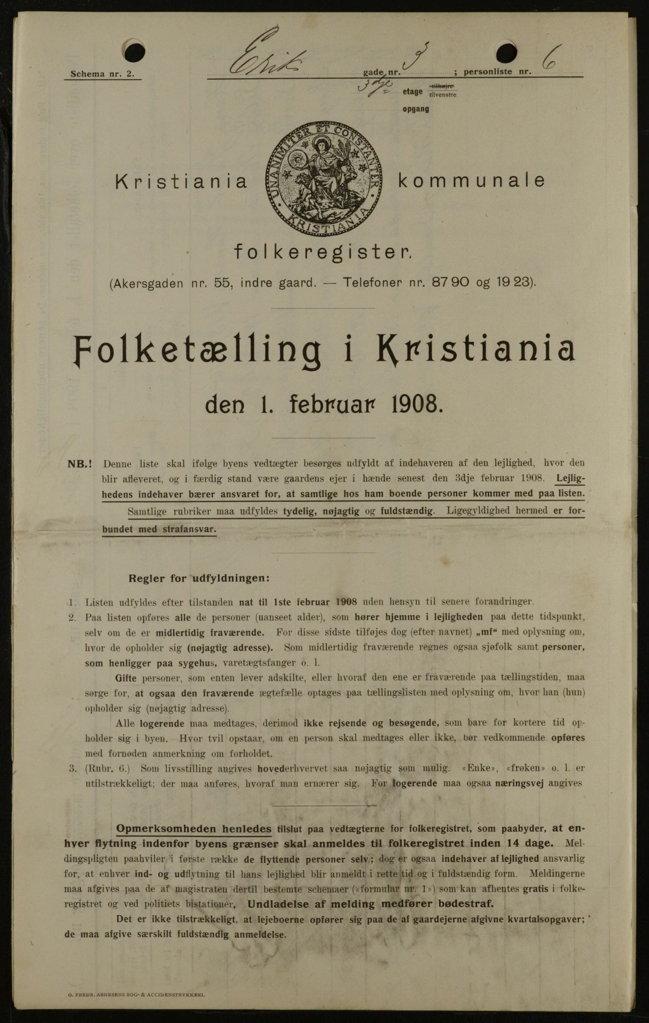 OBA, Kommunal folketelling 1.2.1908 for Kristiania kjøpstad, 1908, s. 17990