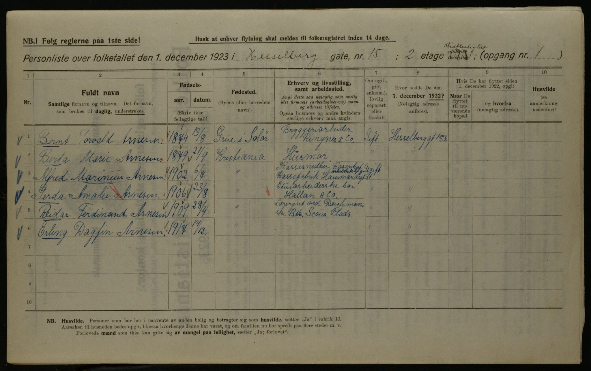 OBA, Kommunal folketelling 1.12.1923 for Kristiania, 1923, s. 44946