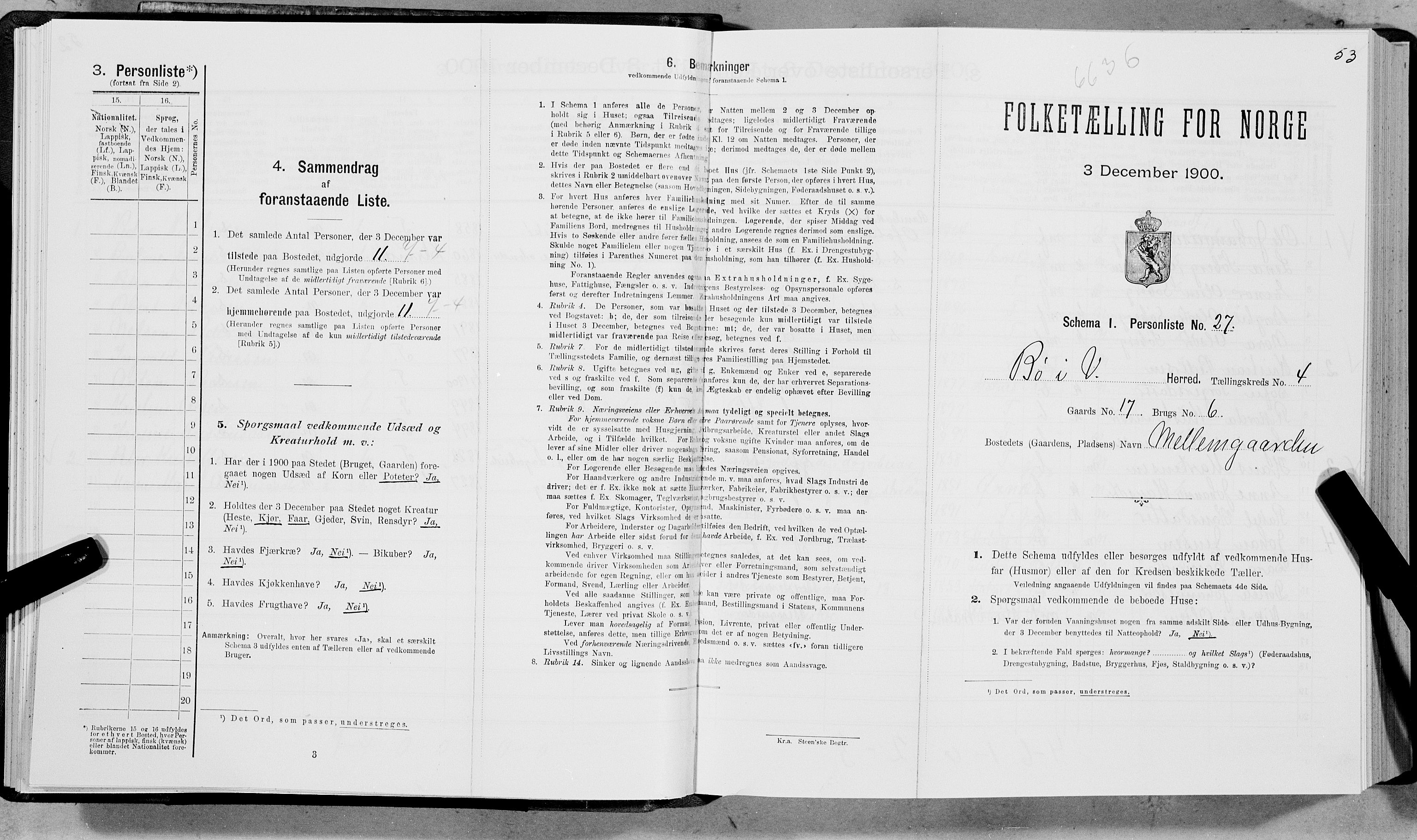 SAT, Folketelling 1900 for 1867 Bø herred, 1900, s. 463