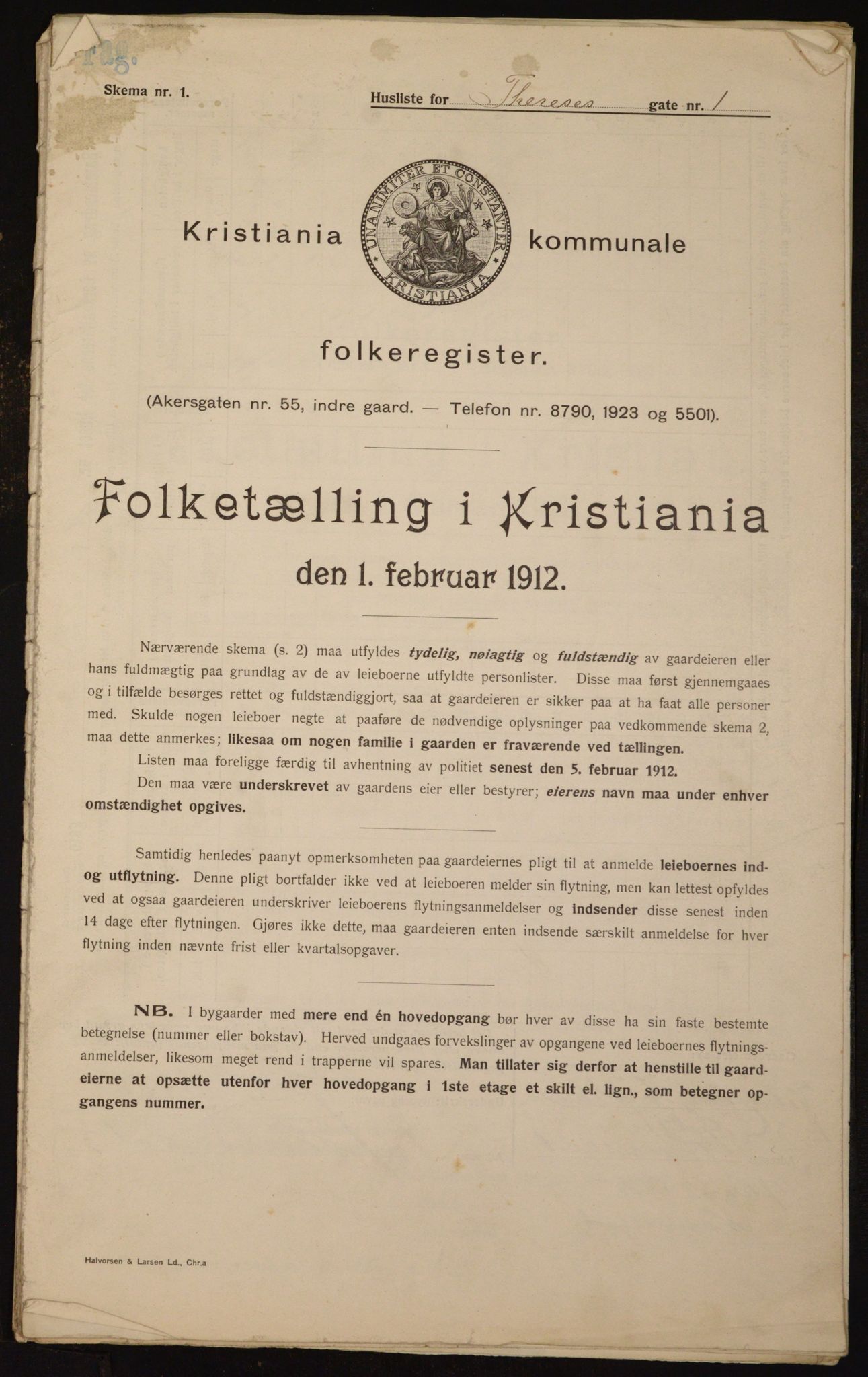 OBA, Kommunal folketelling 1.2.1912 for Kristiania, 1912, s. 107735