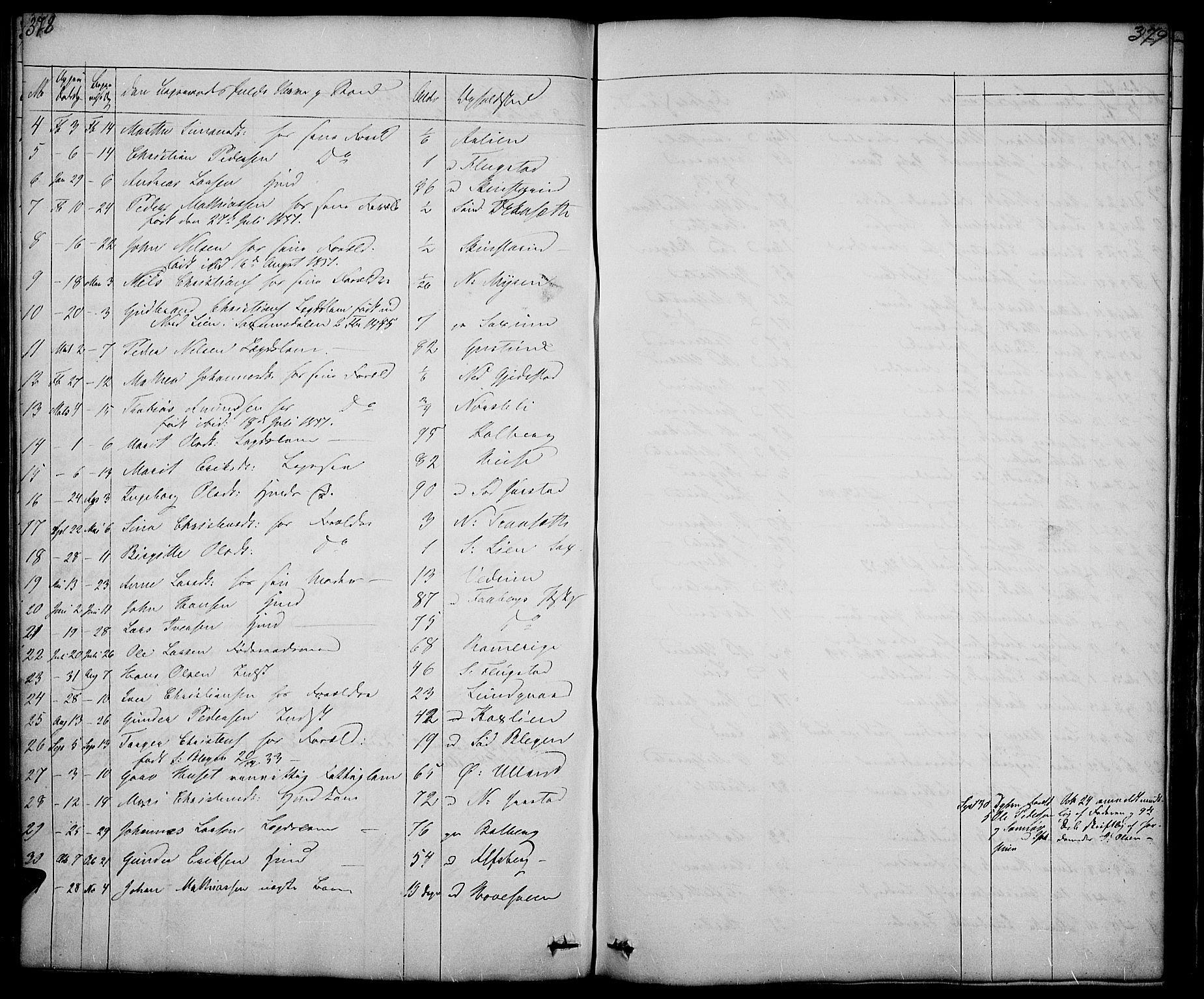 Fåberg prestekontor, AV/SAH-PREST-086/H/Ha/Hab/L0005: Klokkerbok nr. 5, 1837-1864, s. 378-379
