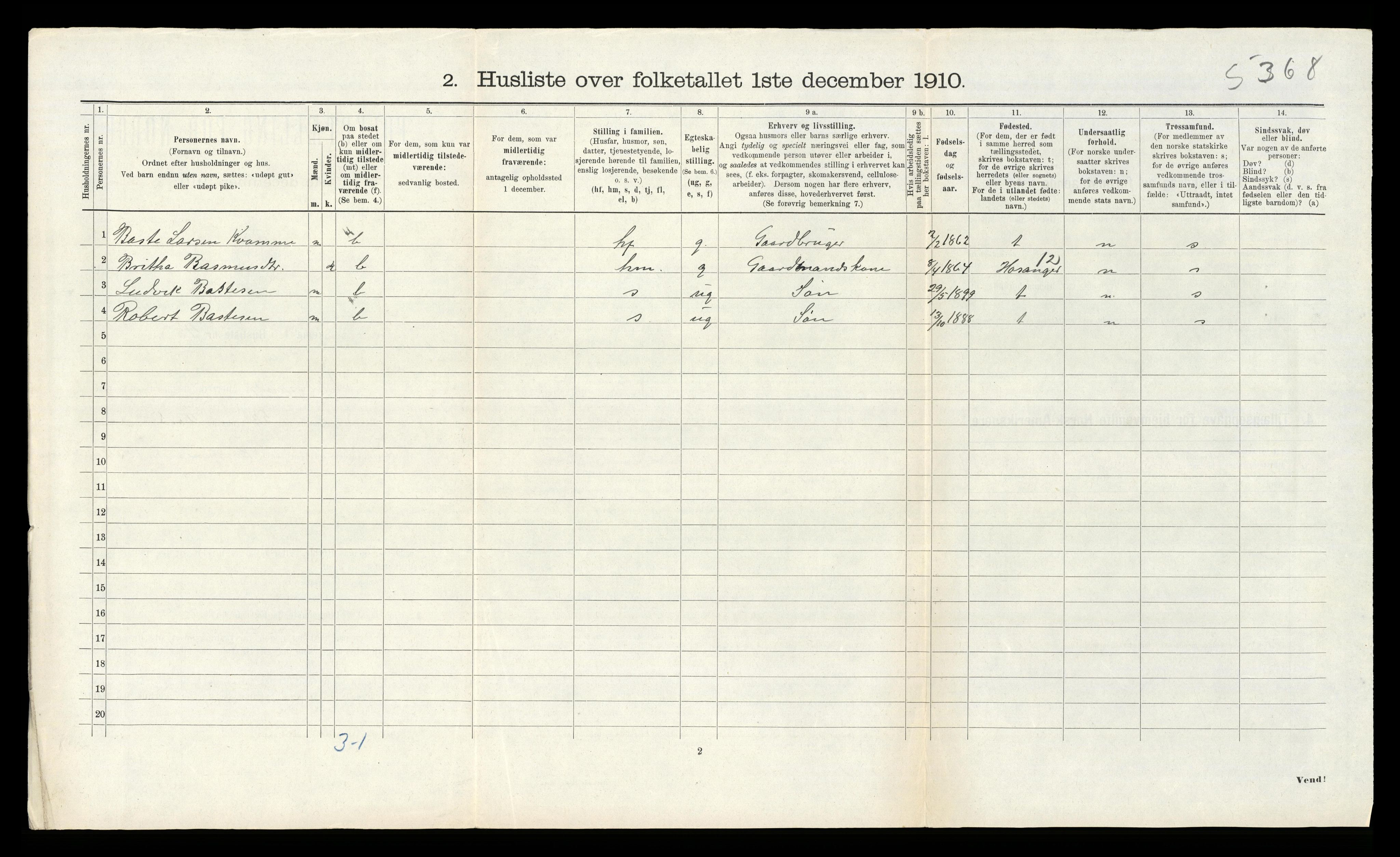 RA, Folketelling 1910 for 1257 Alversund herred, 1910, s. 735
