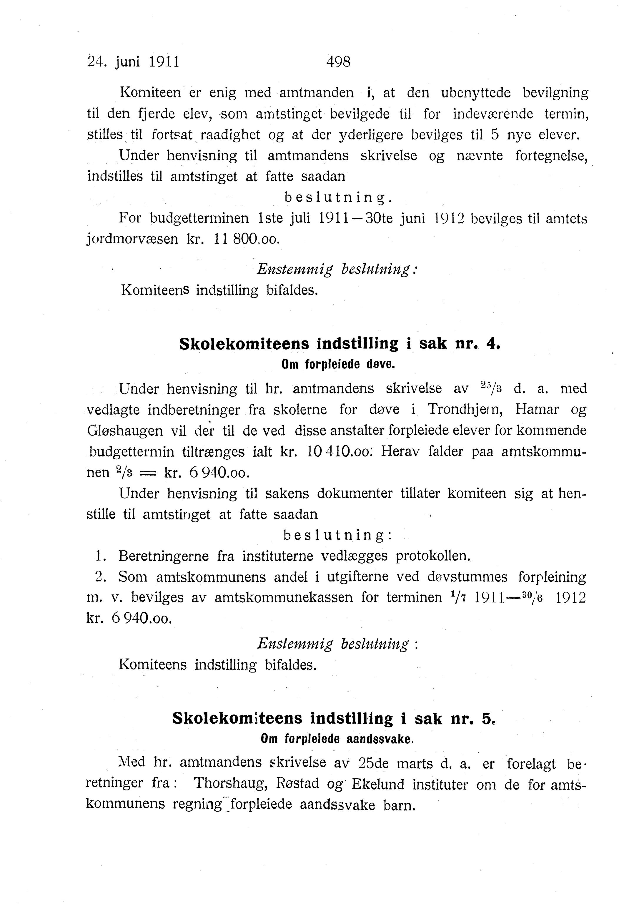 Nordland Fylkeskommune. Fylkestinget, AIN/NFK-17/176/A/Ac/L0034: Fylkestingsforhandlinger 1911, 1911