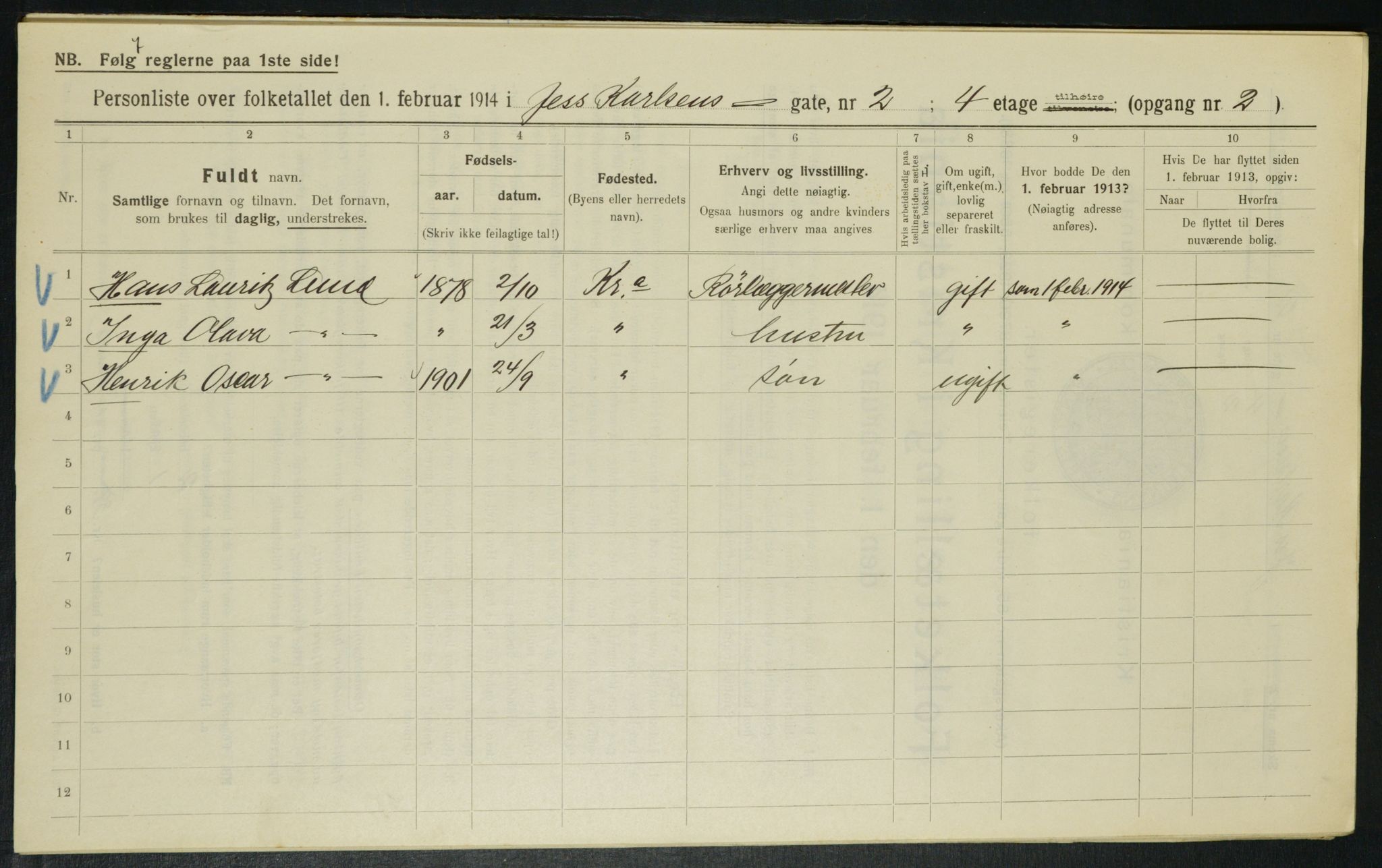 OBA, Kommunal folketelling 1.2.1914 for Kristiania, 1914, s. 46978