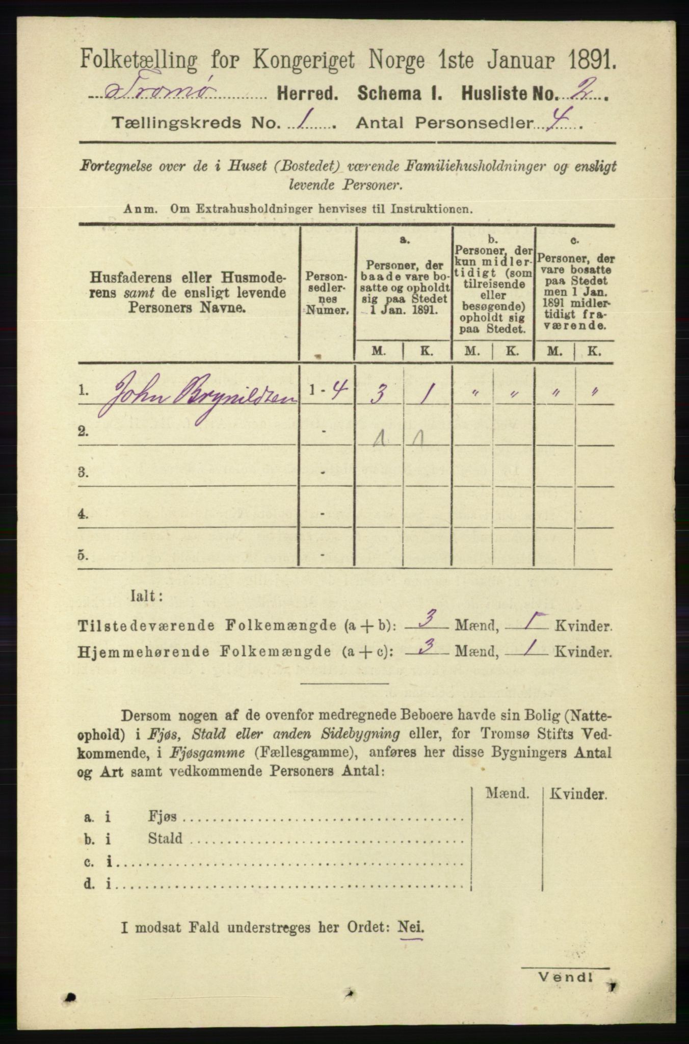 RA, Folketelling 1891 for 0921 Tromøy herred, 1891, s. 23