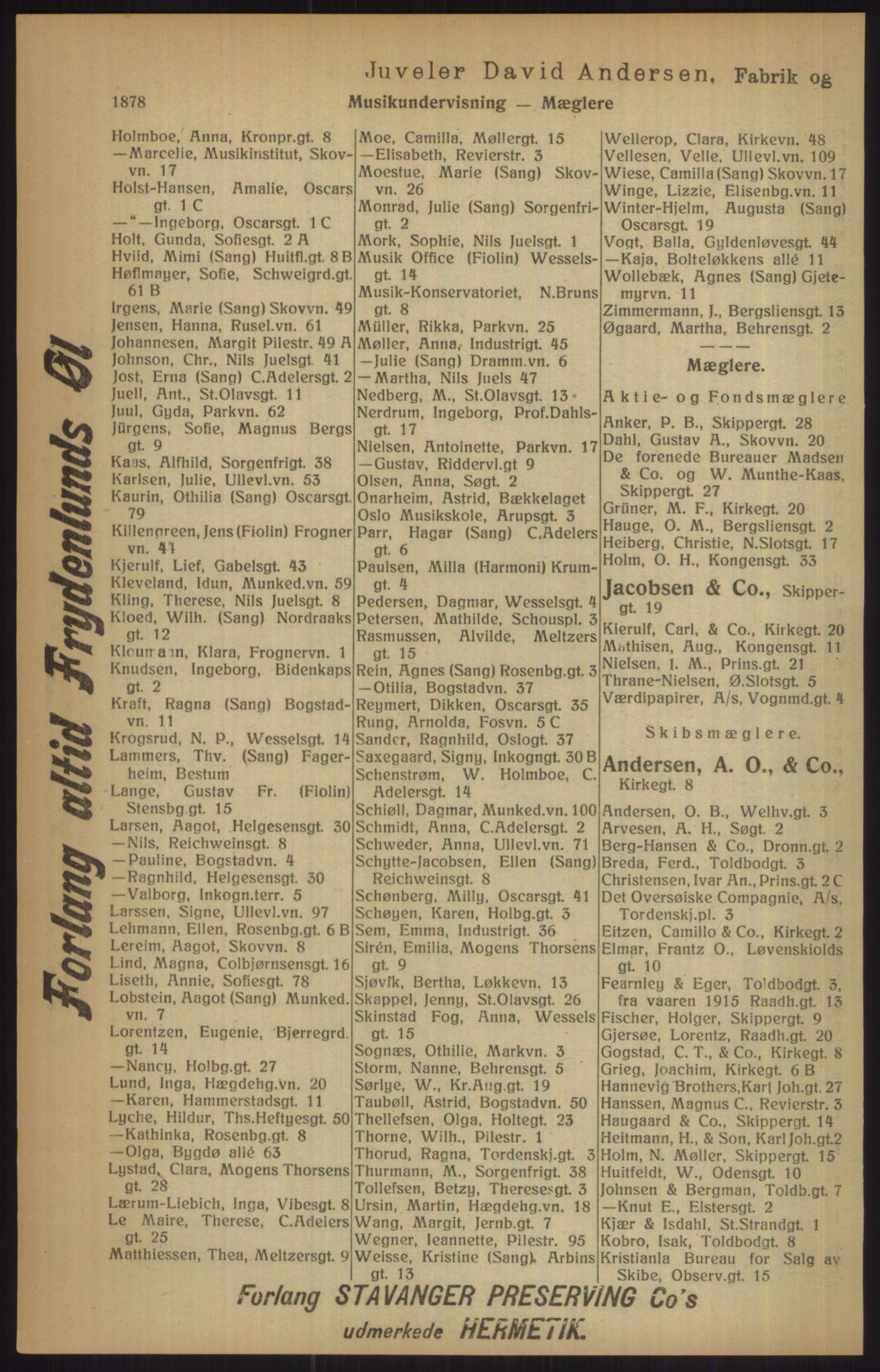 Kristiania/Oslo adressebok, PUBL/-, 1915, s. 1878