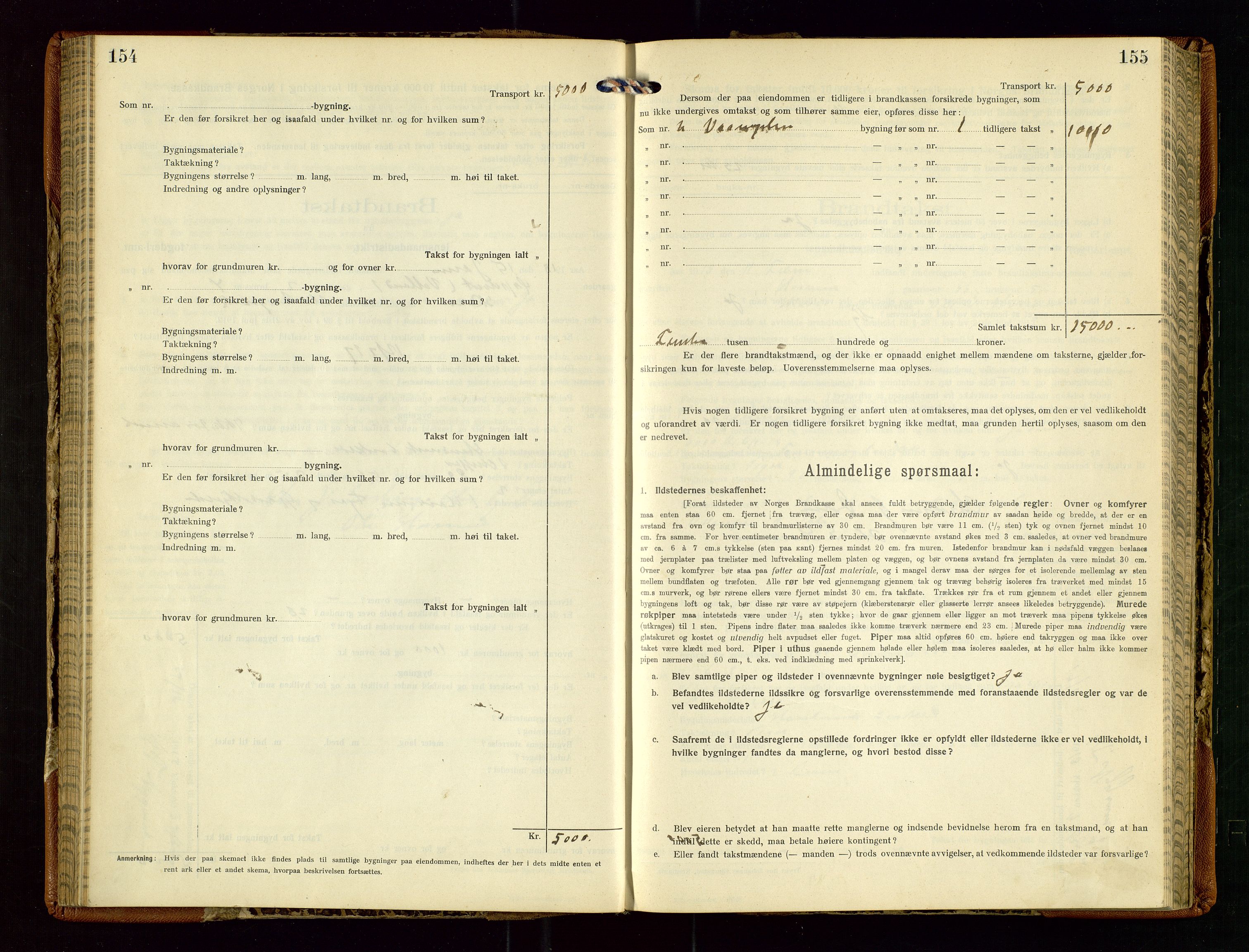 Torvestad lensmannskontor, AV/SAST-A-100307/1/Gob/L0005: "Brandtaxationsprotokol for Torvestad Lensmannsdistrikt", 1915-1928, s. 154-155