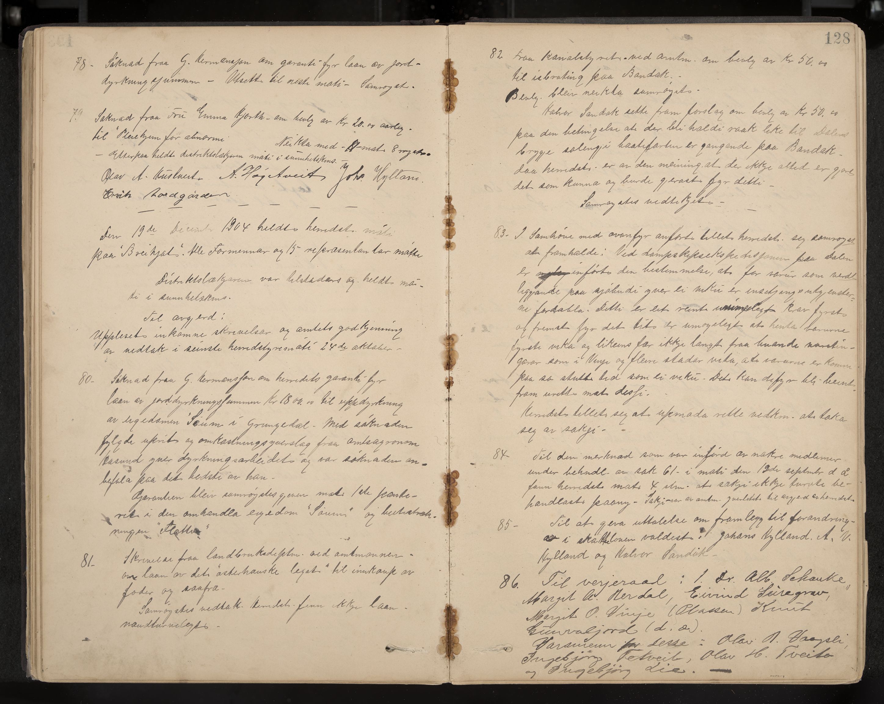 Vinje formannskap og sentraladministrasjon, IKAK/0834021-1/A/L0002: Møtebok, 1889-1913, s. 128