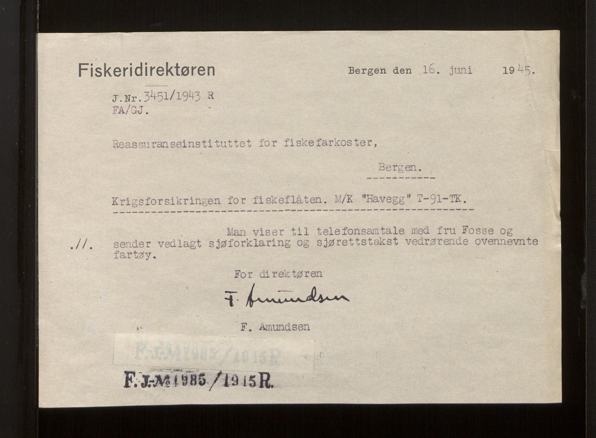 Fiskeridirektoratet - 1 Adm. ledelse - 13 Båtkontoret, AV/SAB-A-2003/La/L0042: Statens krigsforsikring for fiskeflåten, 1936-1971, s. 472