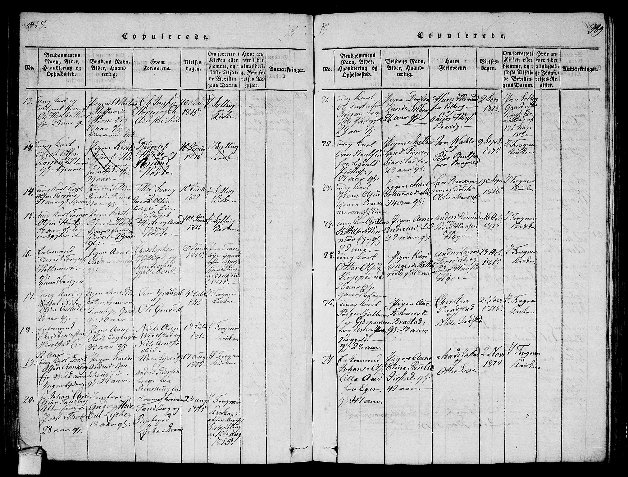Lier kirkebøker, AV/SAKO-A-230/G/Ga/L0001: Klokkerbok nr. I 1, 1813-1824, s. 388-389