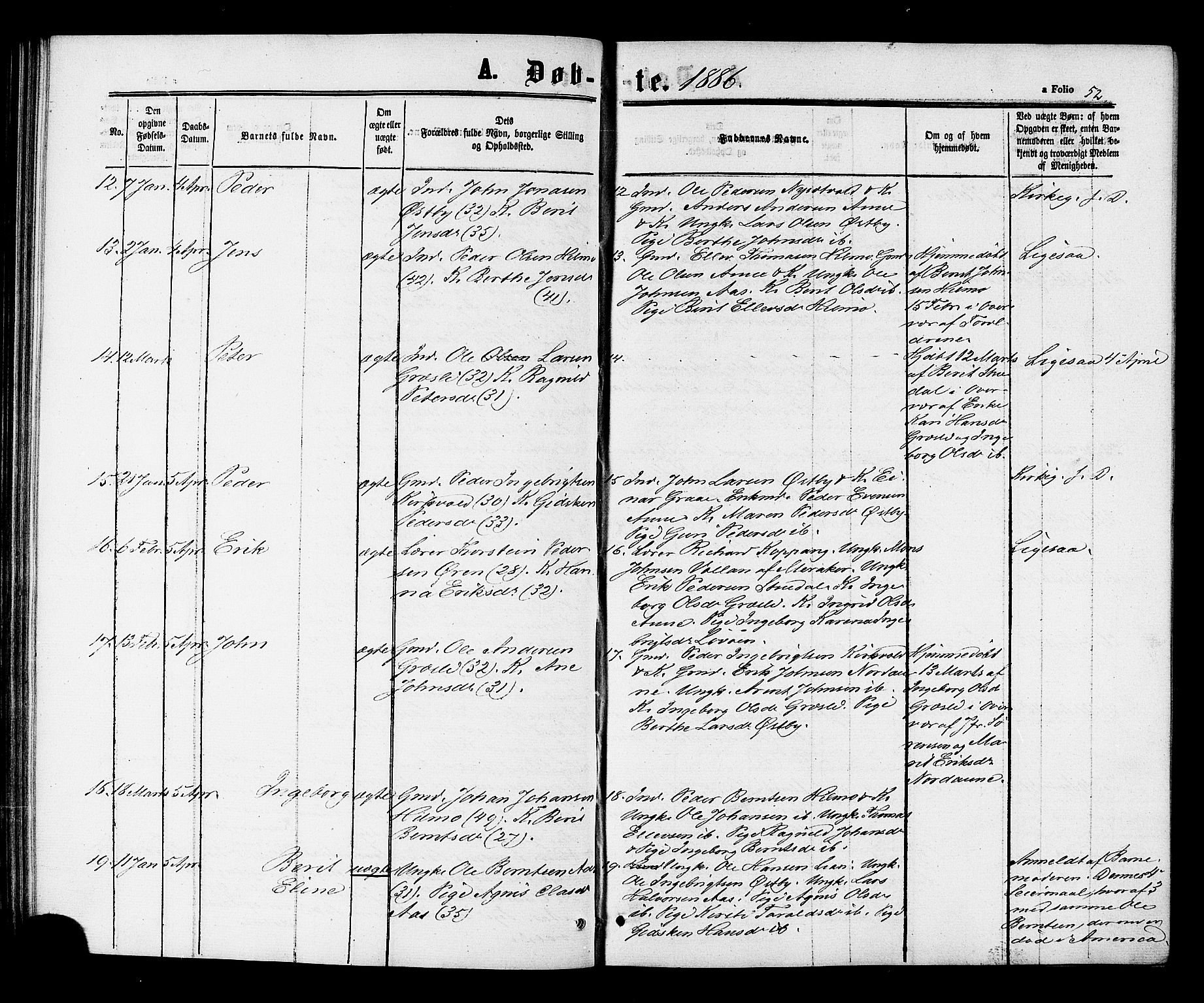 Ministerialprotokoller, klokkerbøker og fødselsregistre - Sør-Trøndelag, SAT/A-1456/698/L1163: Ministerialbok nr. 698A01, 1862-1887, s. 52