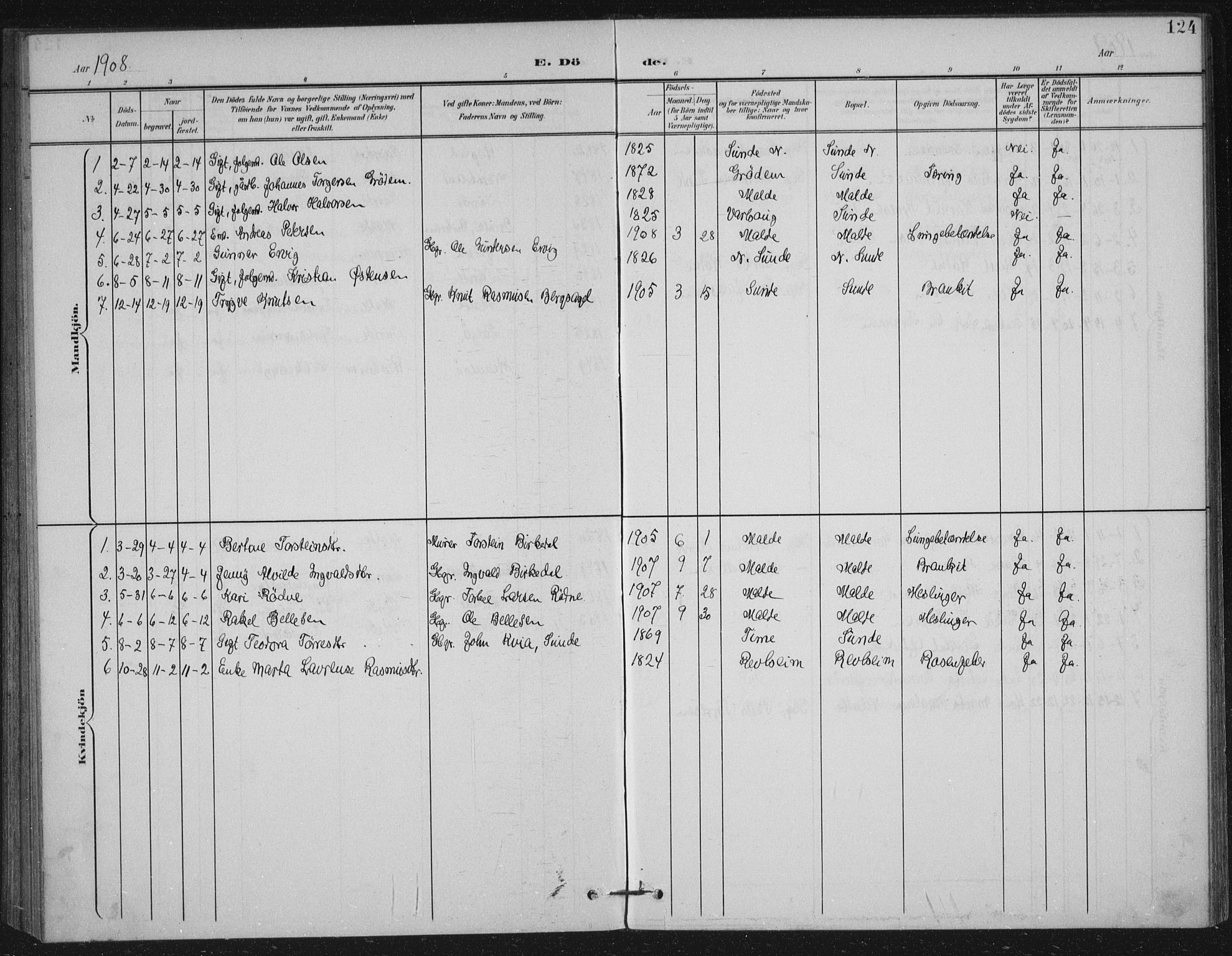 Håland sokneprestkontor, AV/SAST-A-101802/002/B/L0001: Ministerialbok nr. A 13, 1901-1923, s. 124