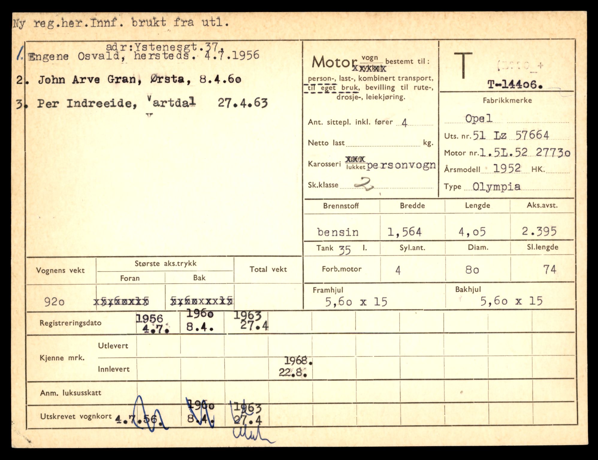 Møre og Romsdal vegkontor - Ålesund trafikkstasjon, AV/SAT-A-4099/F/Fe/L0045: Registreringskort for kjøretøy T 14320 - T 14444, 1927-1998, s. 2195