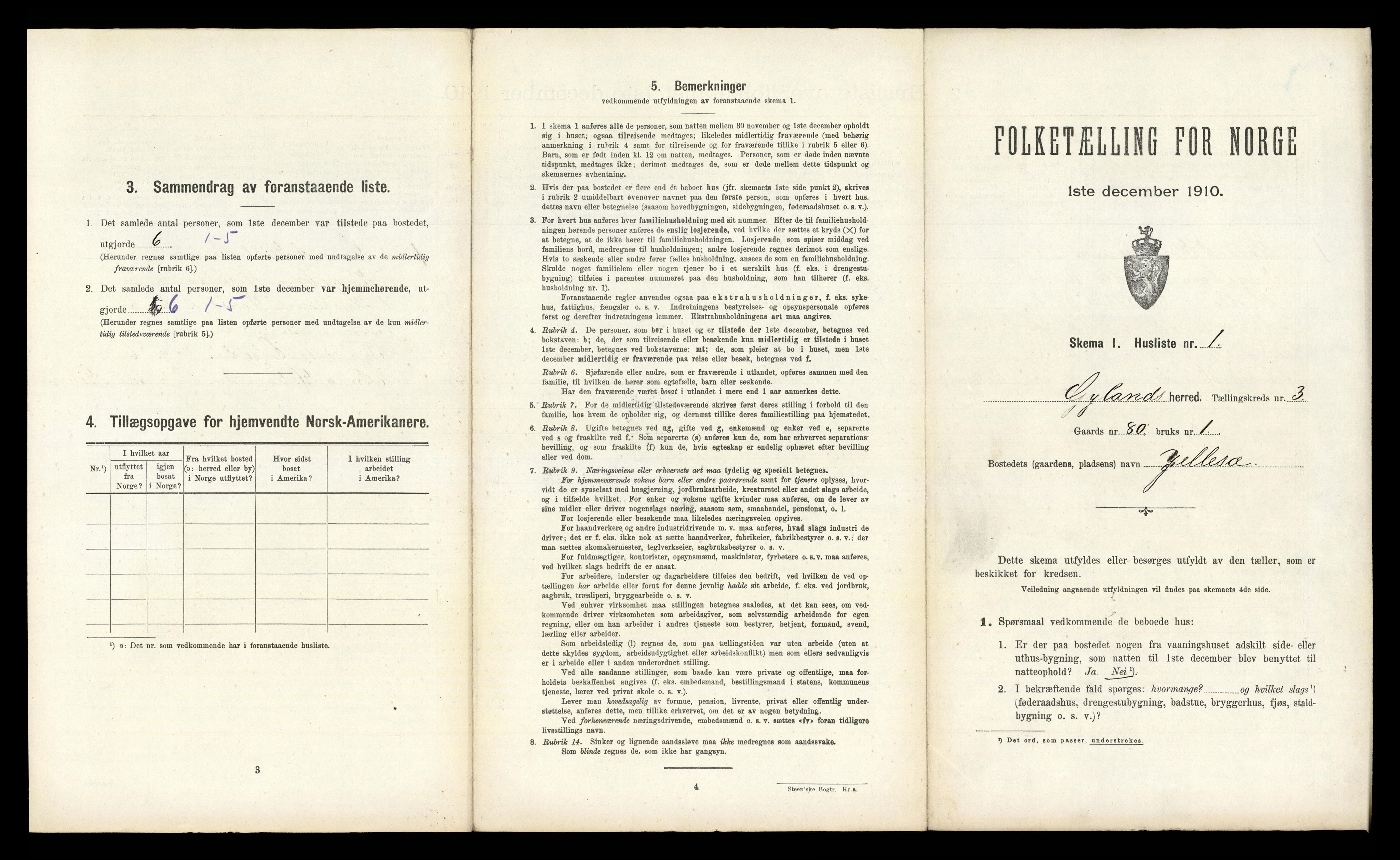 RA, Folketelling 1910 for 1044 Gyland herred, 1910, s. 108