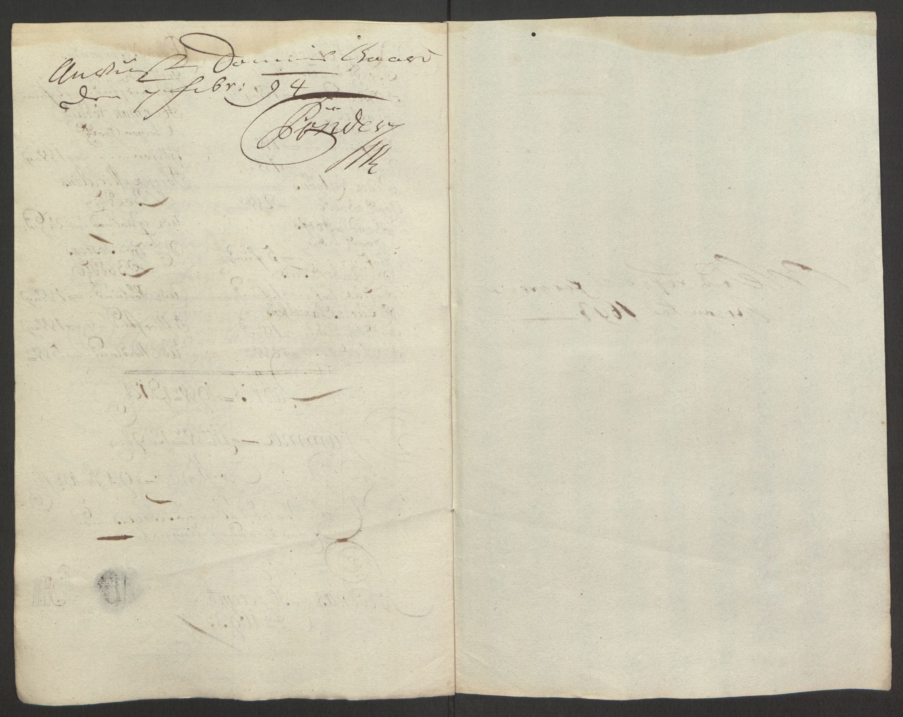 Rentekammeret inntil 1814, Reviderte regnskaper, Fogderegnskap, RA/EA-4092/R67/L4675: Fogderegnskap Vesterålen, Andenes og Lofoten, 1691-1693, s. 262