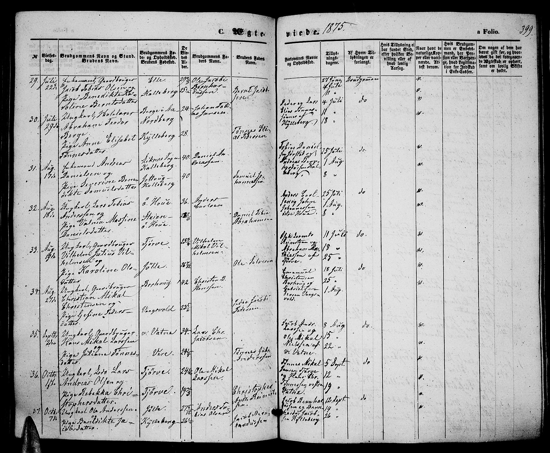 Lista sokneprestkontor, AV/SAK-1111-0027/F/Fb/L0003: Klokkerbok nr. B 3, 1862-1877, s. 399
