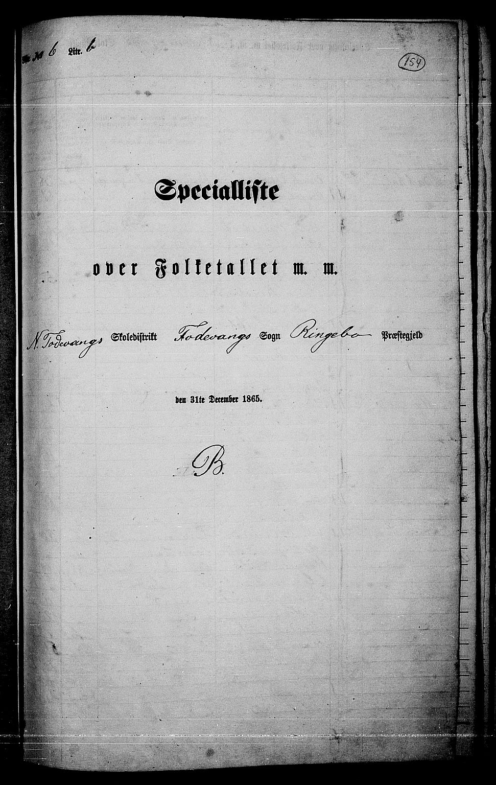 RA, Folketelling 1865 for 0520P Ringebu prestegjeld, 1865, s. 129