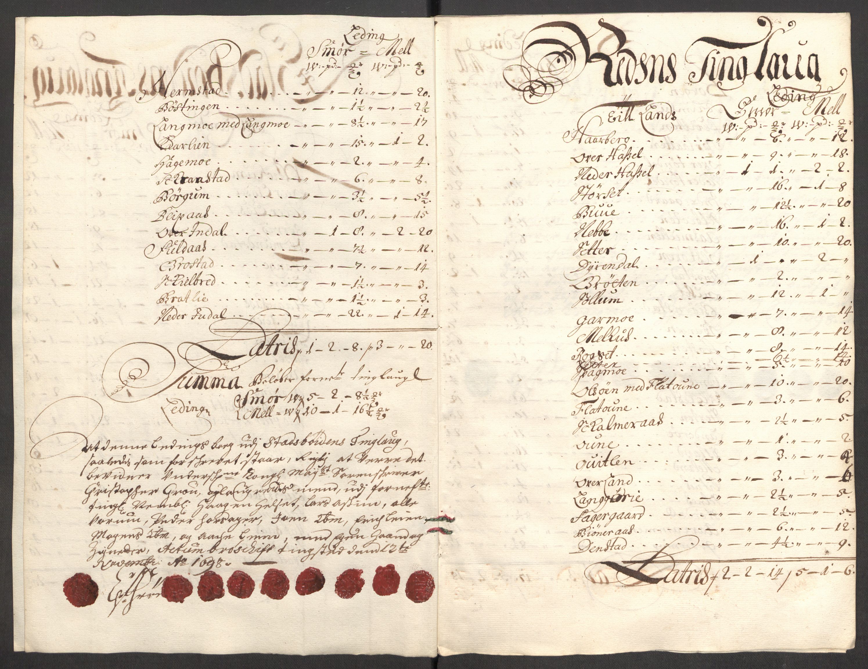 Rentekammeret inntil 1814, Reviderte regnskaper, Fogderegnskap, AV/RA-EA-4092/R57/L3853: Fogderegnskap Fosen, 1698-1699, s. 23