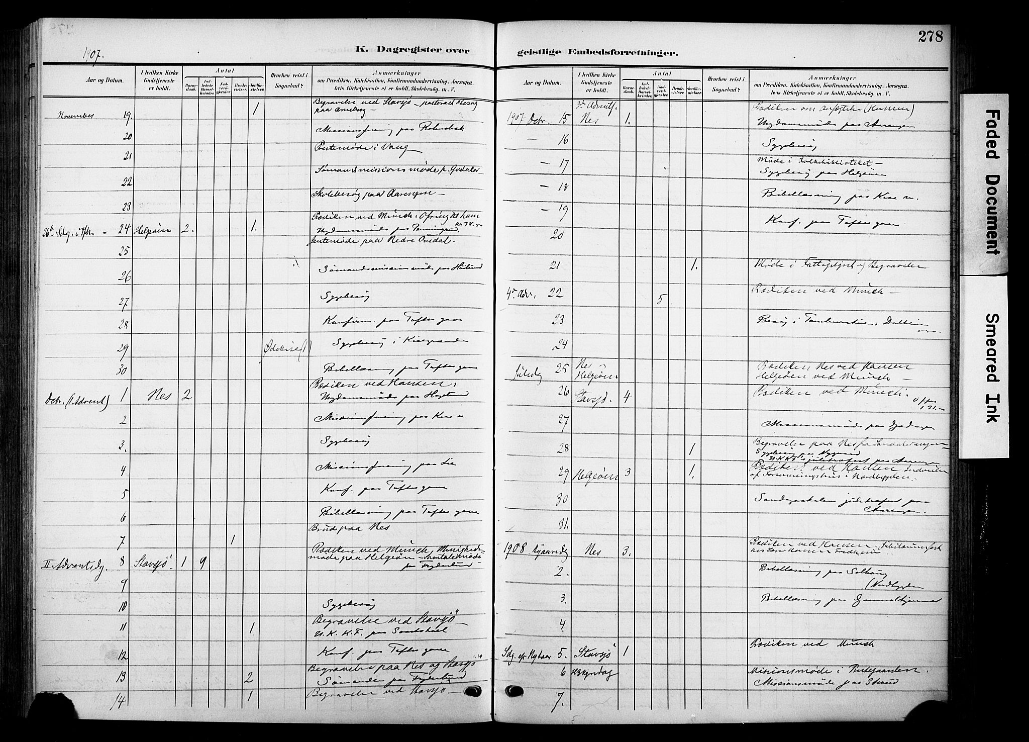 Nes prestekontor, Hedmark, AV/SAH-PREST-020/K/Ka/L0014: Ministerialbok nr. 14, 1906-1929, s. 278