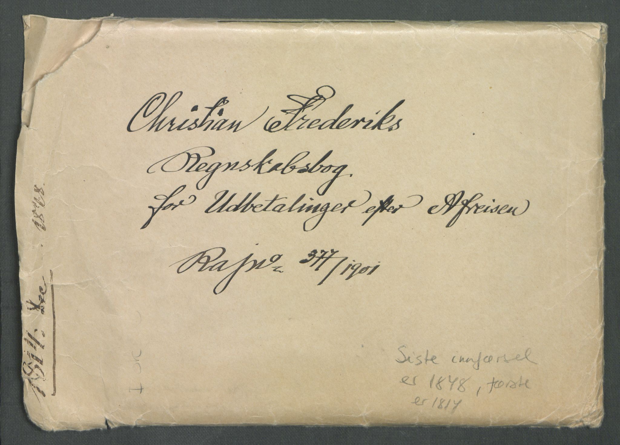 Forskjellige samlinger, Historisk-kronologisk samling, RA/EA-4029/G/Ga/L0009B: Historisk-kronologisk samling. Dokumenter fra oktober 1814, årene 1815 og 1816, Christian Frederiks regnskapsbok 1814 - 1848., 1814-1848, s. 373