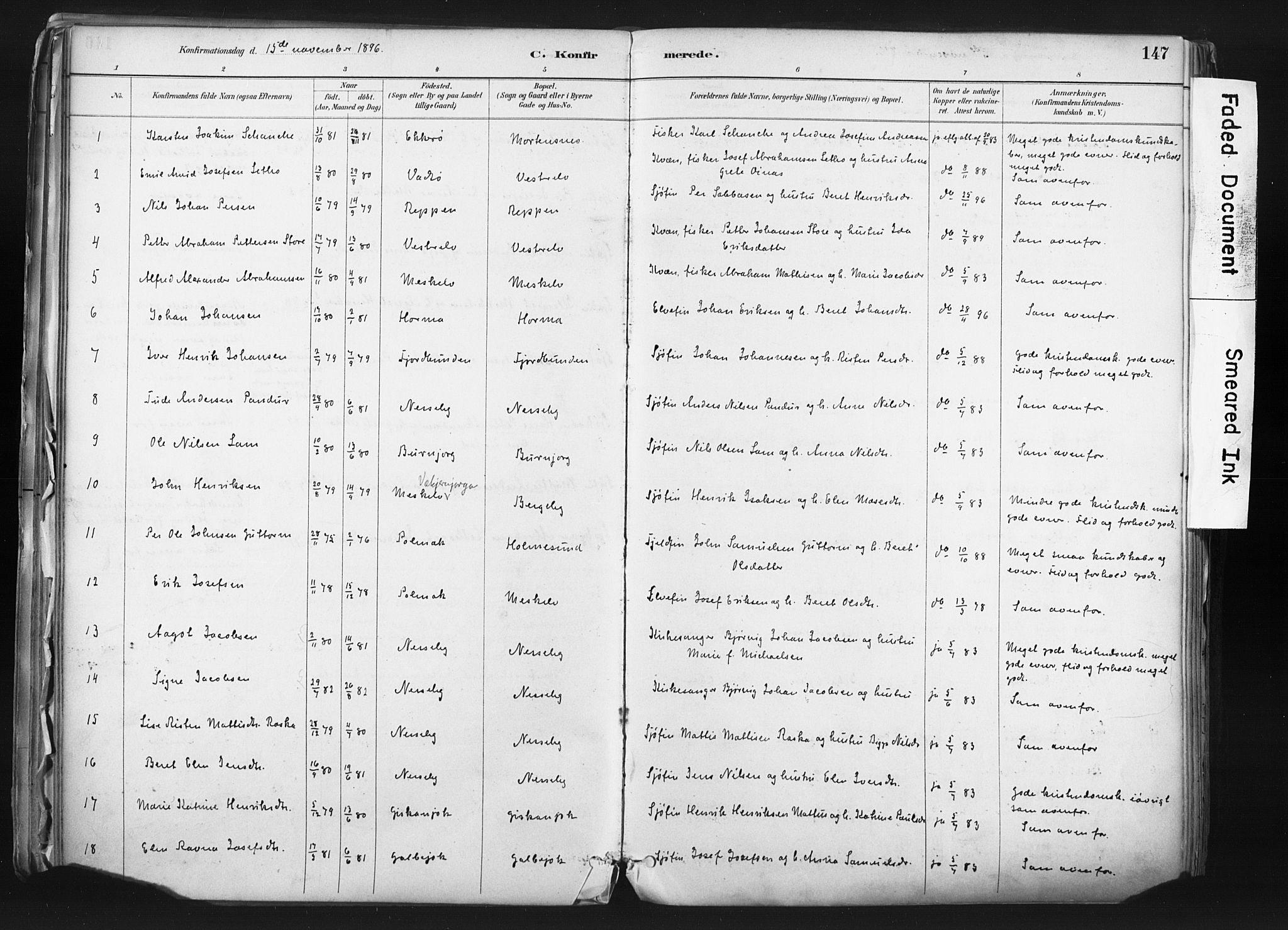 Nesseby sokneprestkontor, AV/SATØ-S-1330/H/Ha/L0006kirke: Ministerialbok nr. 6, 1885-1985, s. 147