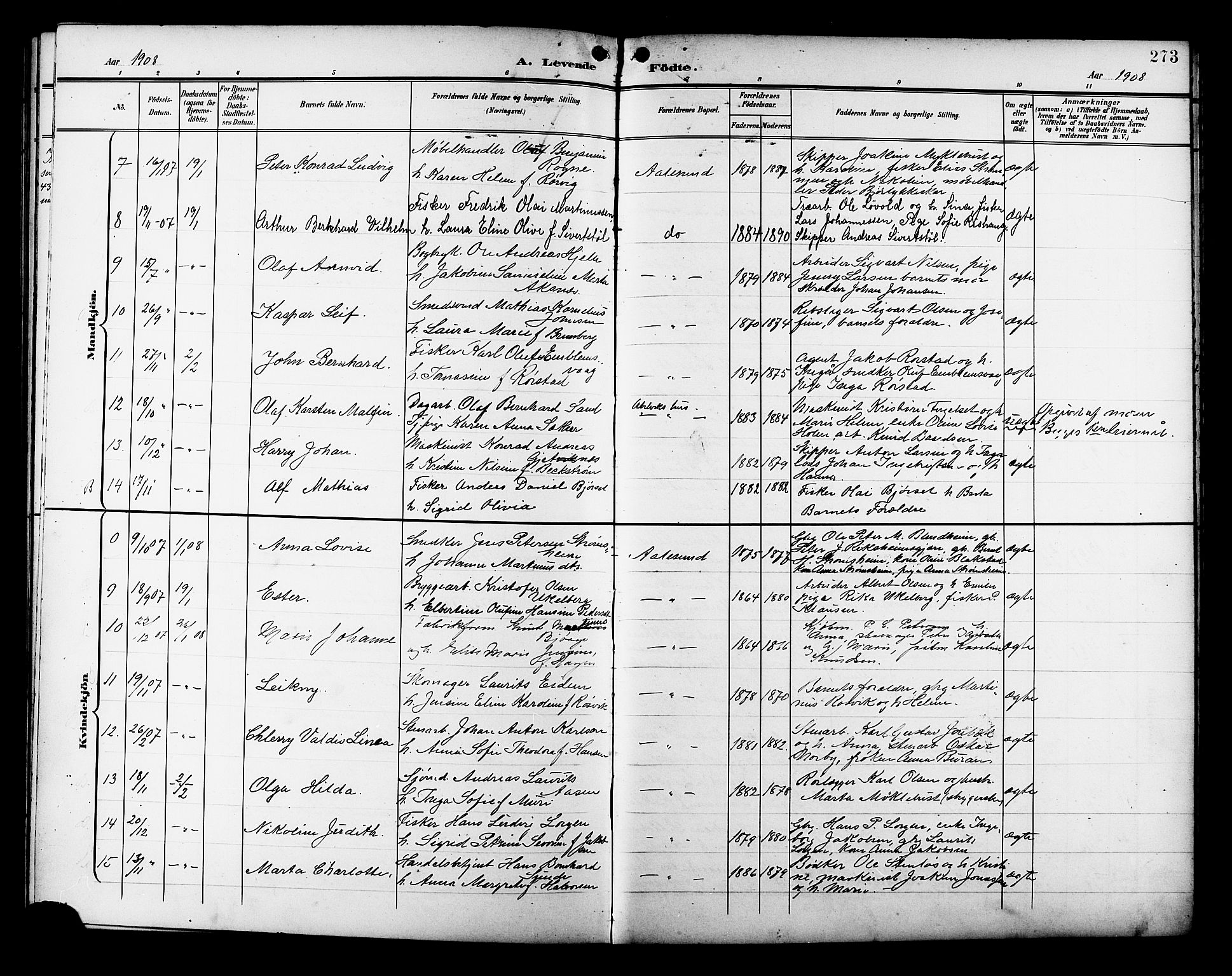 Ministerialprotokoller, klokkerbøker og fødselsregistre - Møre og Romsdal, AV/SAT-A-1454/529/L0468: Klokkerbok nr. 529C05, 1897-1908, s. 273