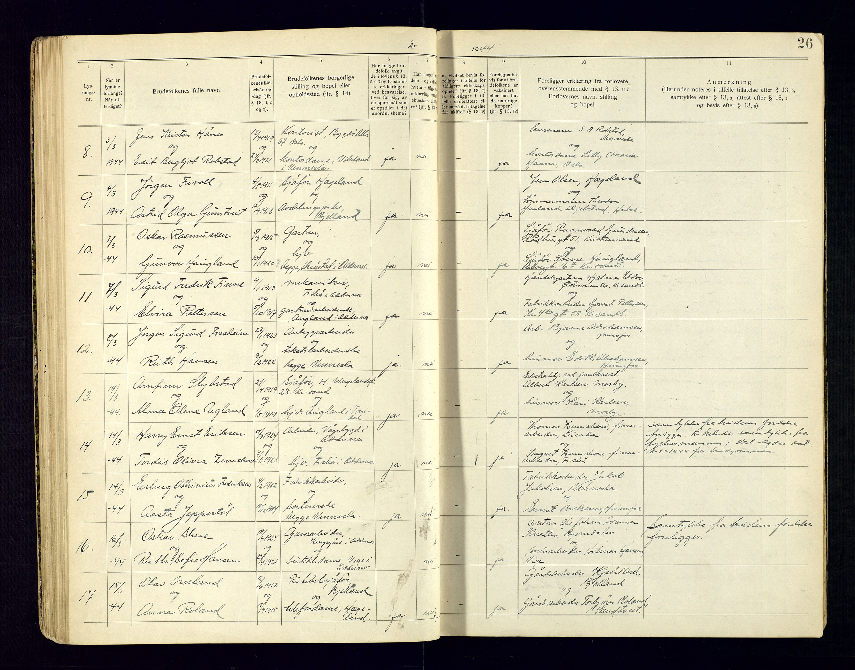 Torridal sorenskriveri, AV/SAK-1221-0012/L/Ld/L0002: Lysingsbok nr. 2, 1919-1957, s. 26