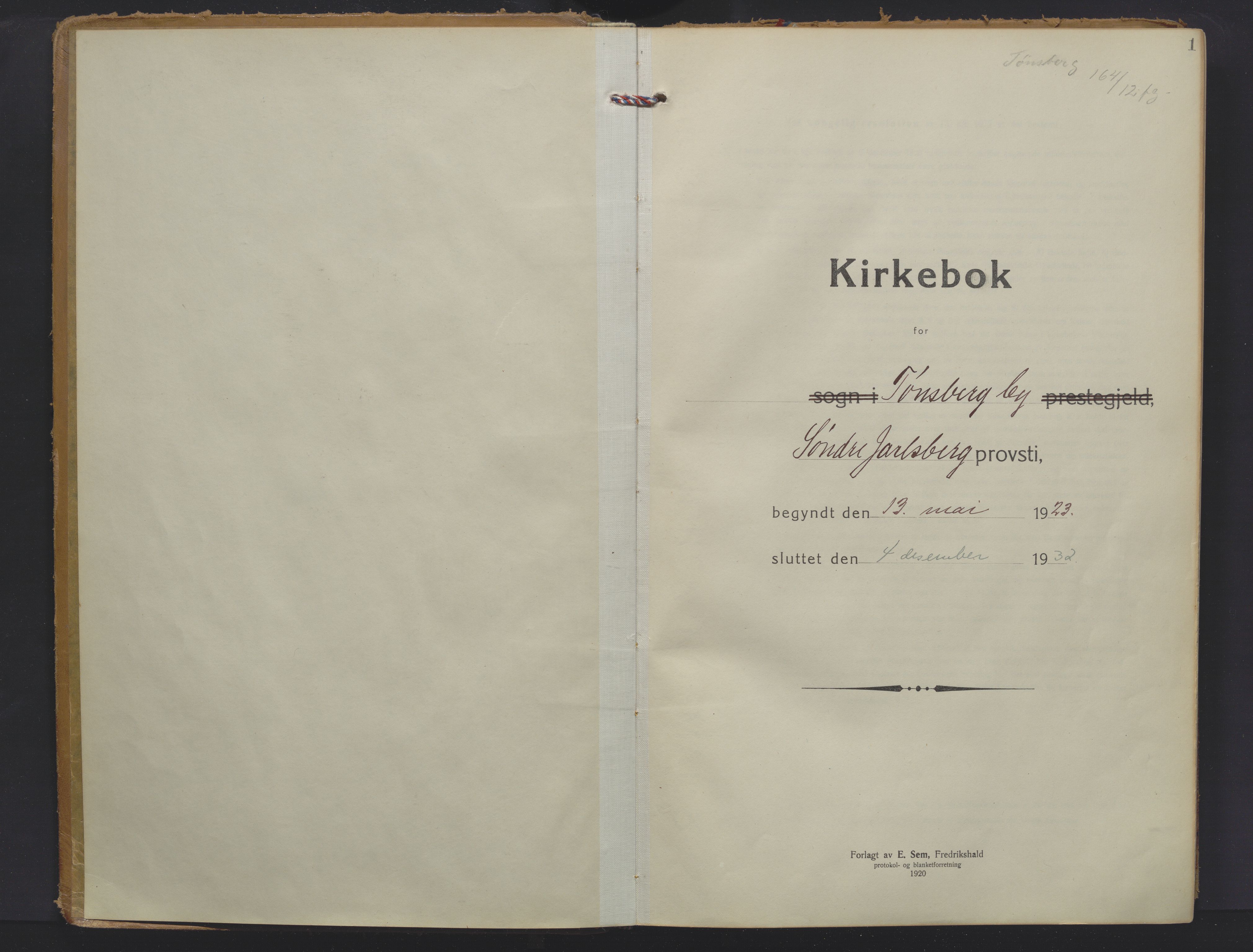 Tønsberg kirkebøker, AV/SAKO-A-330/F/Fa/L0020: Ministerialbok nr. I 20, 1923-1932