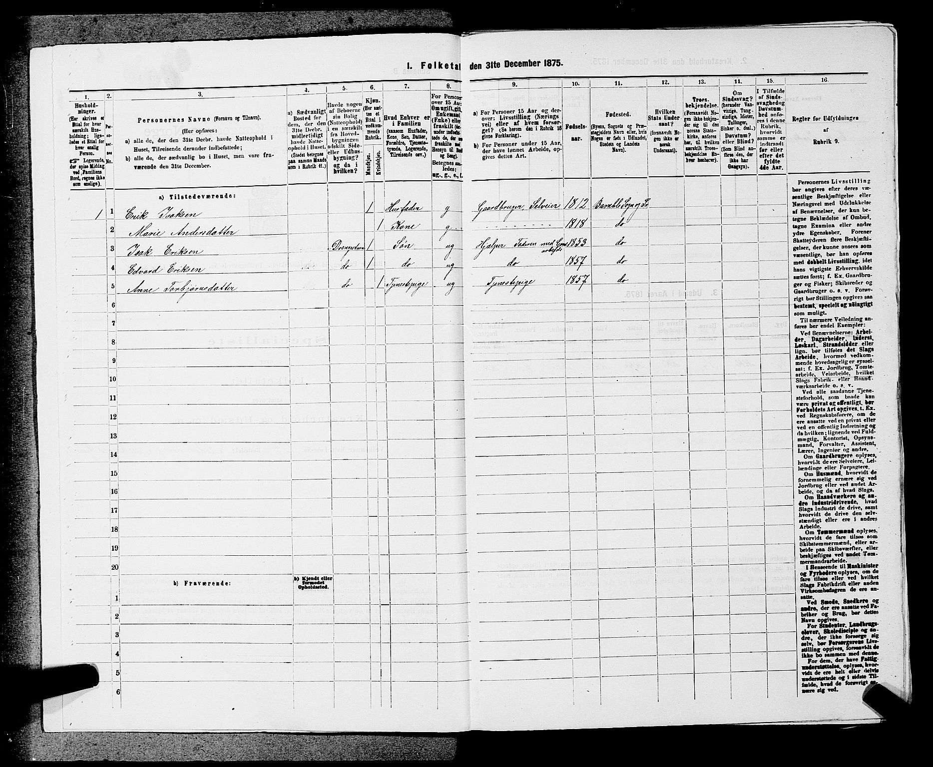 SAKO, Folketelling 1875 for 0814L Bamble prestegjeld, Bamble sokn, 1875, s. 268