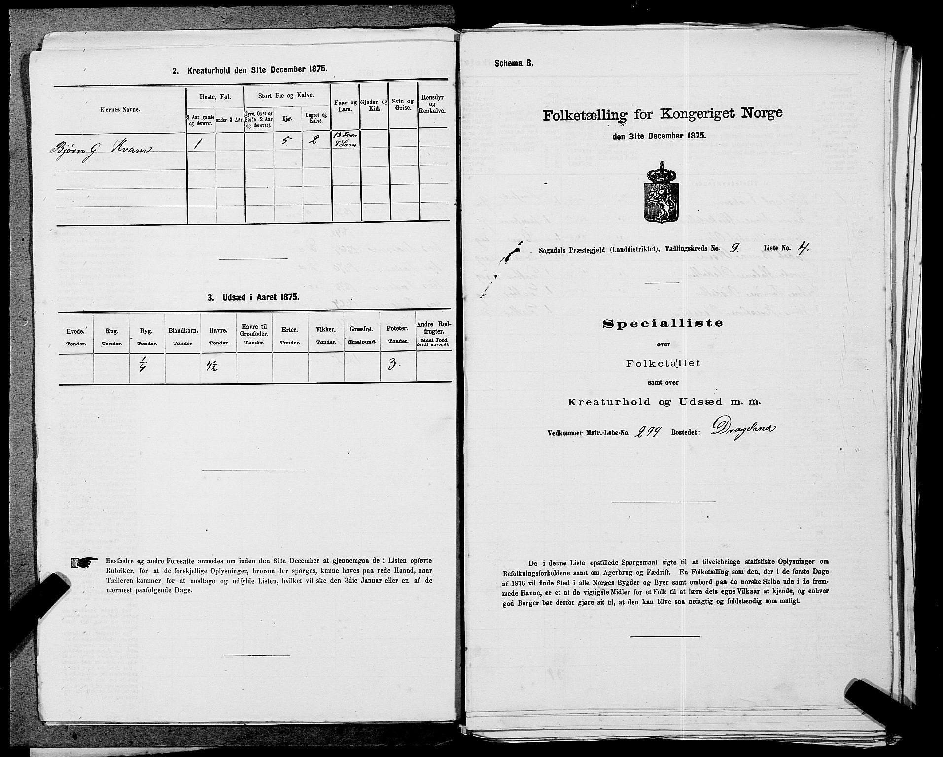 SAST, Folketelling 1875 for 1111L Sokndal prestegjeld, Sokndal landsokn, 1875, s. 812