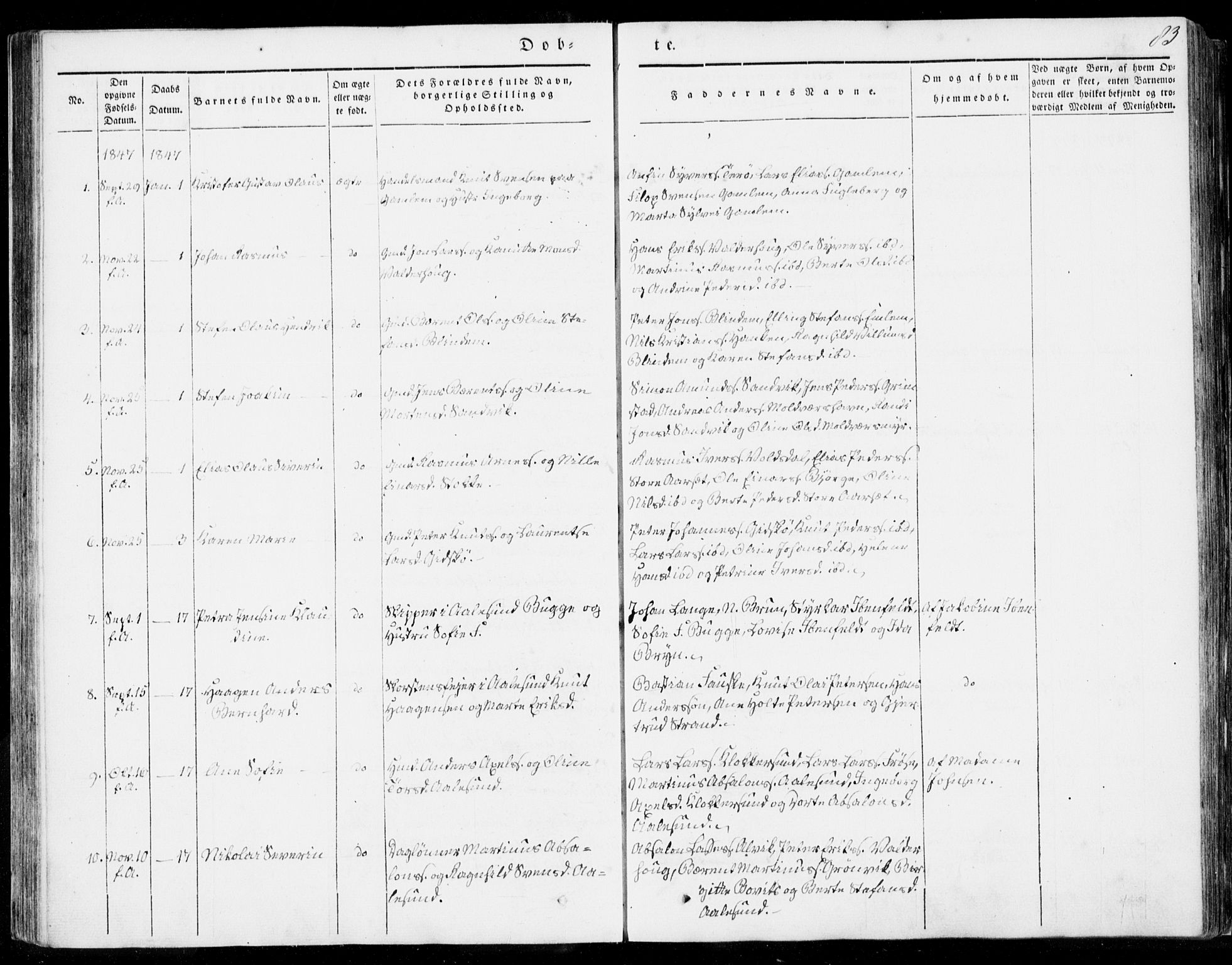 Ministerialprotokoller, klokkerbøker og fødselsregistre - Møre og Romsdal, AV/SAT-A-1454/528/L0396: Ministerialbok nr. 528A07, 1839-1847, s. 83