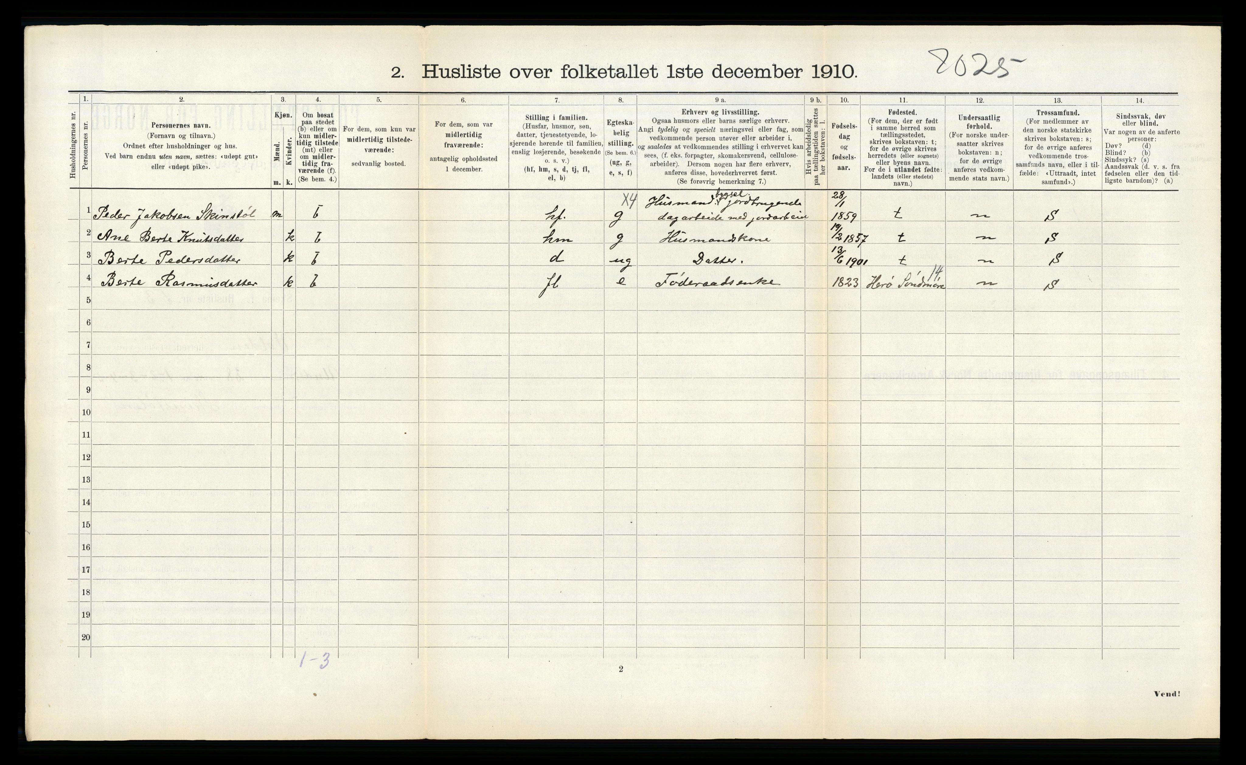 RA, Folketelling 1910 for 1519 Volda herred, 1910, s. 713