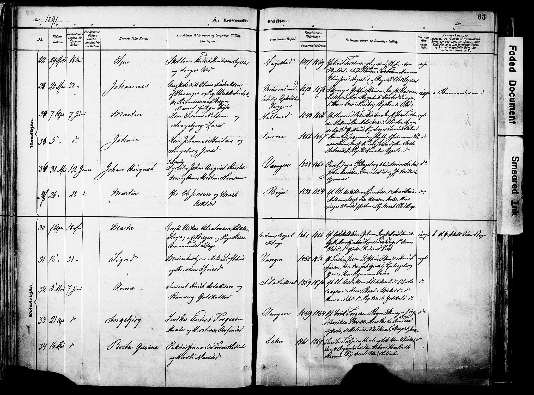 Voss sokneprestembete, AV/SAB-A-79001/H/Haa: Ministerialbok nr. A 21, 1887-1903, s. 63