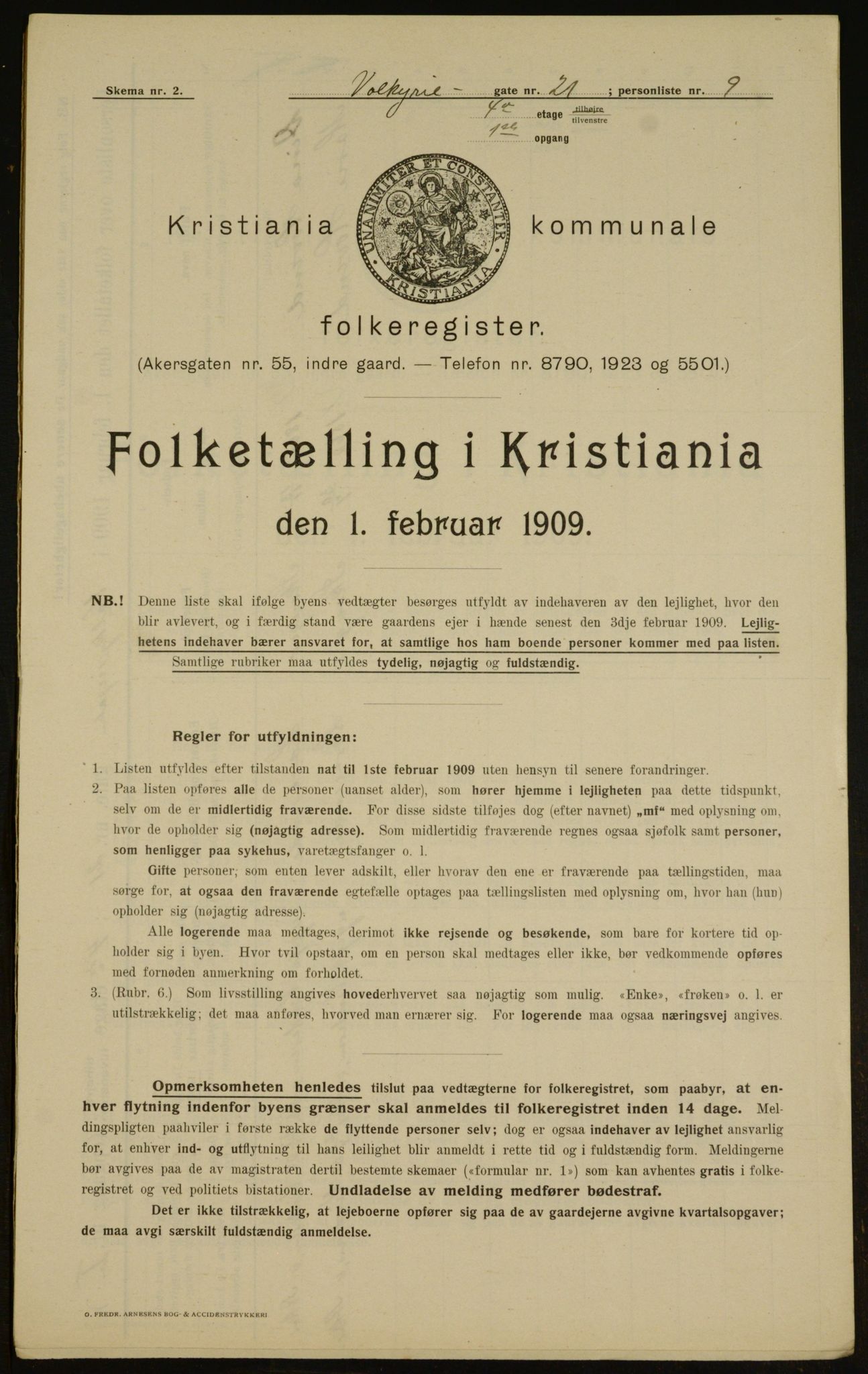 OBA, Kommunal folketelling 1.2.1909 for Kristiania kjøpstad, 1909, s. 110534