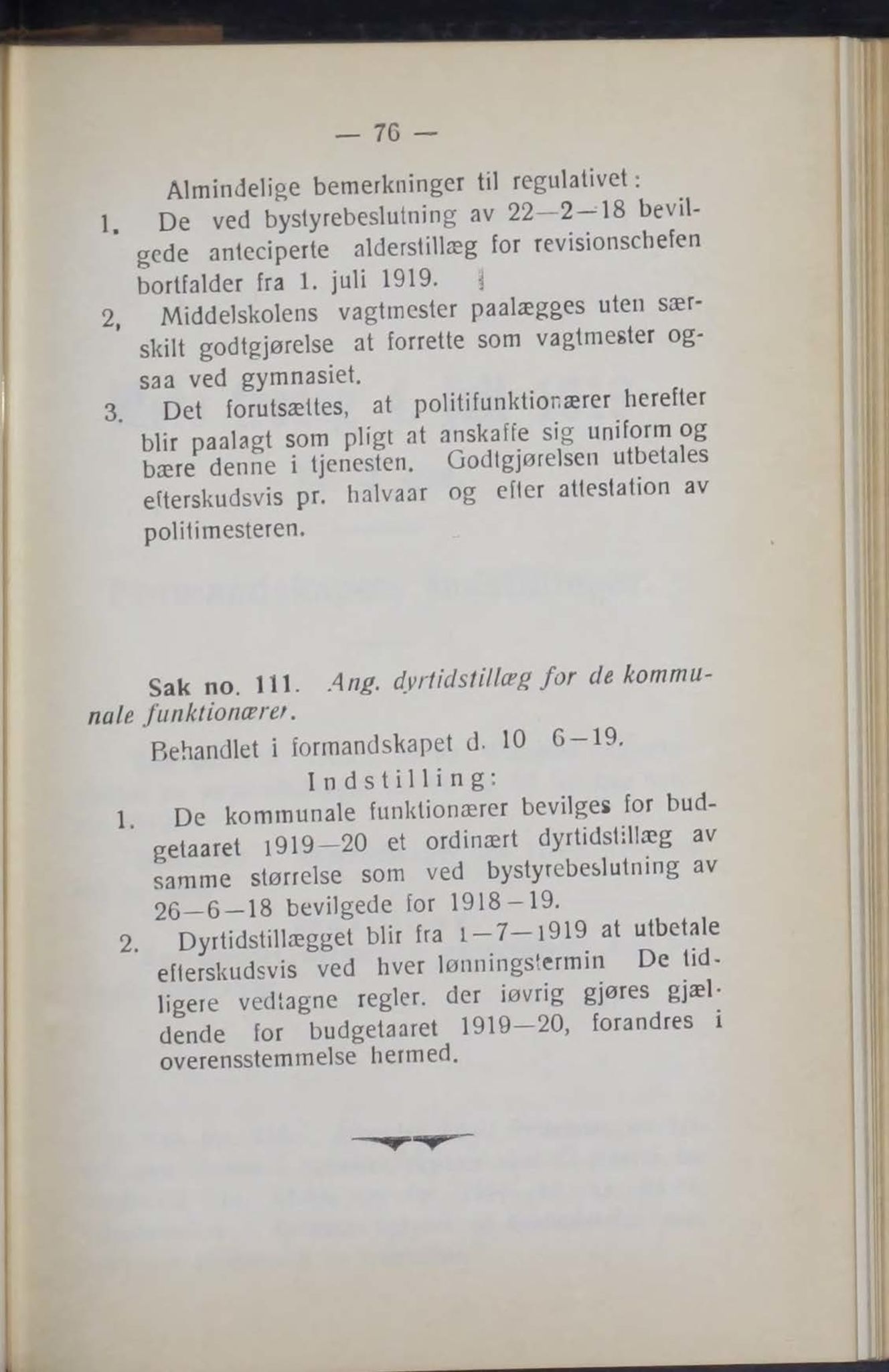 Narvik kommune. Formannskap , AIN/K-18050.150/A/Ab/L0009: Møtebok, 1919