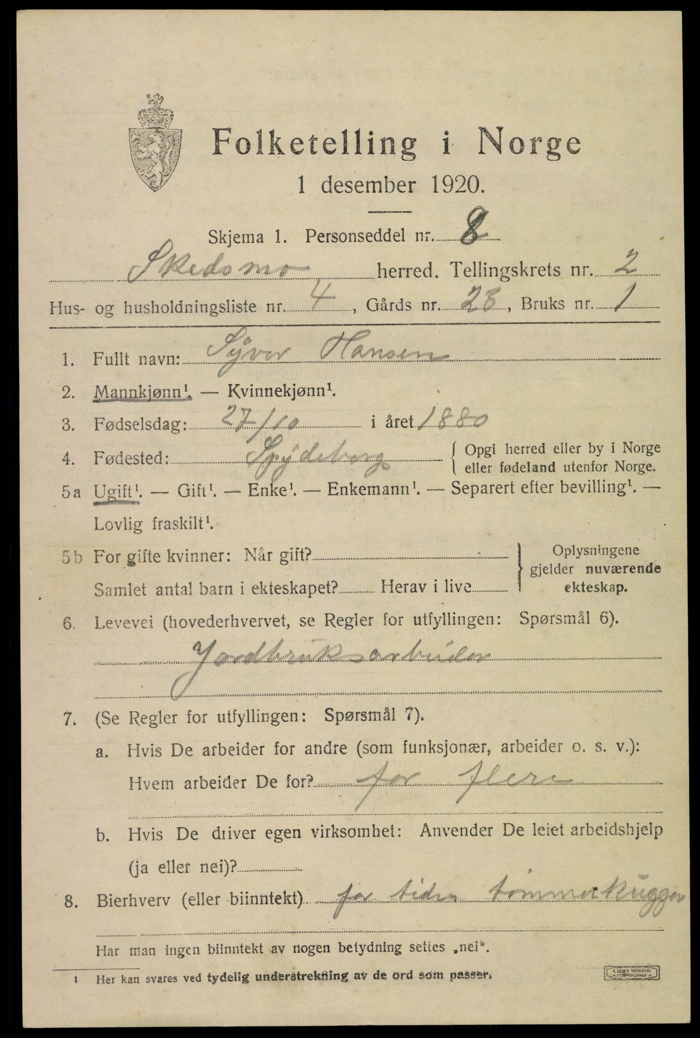 SAO, Folketelling 1920 for 0231 Skedsmo herred, 1920, s. 2533