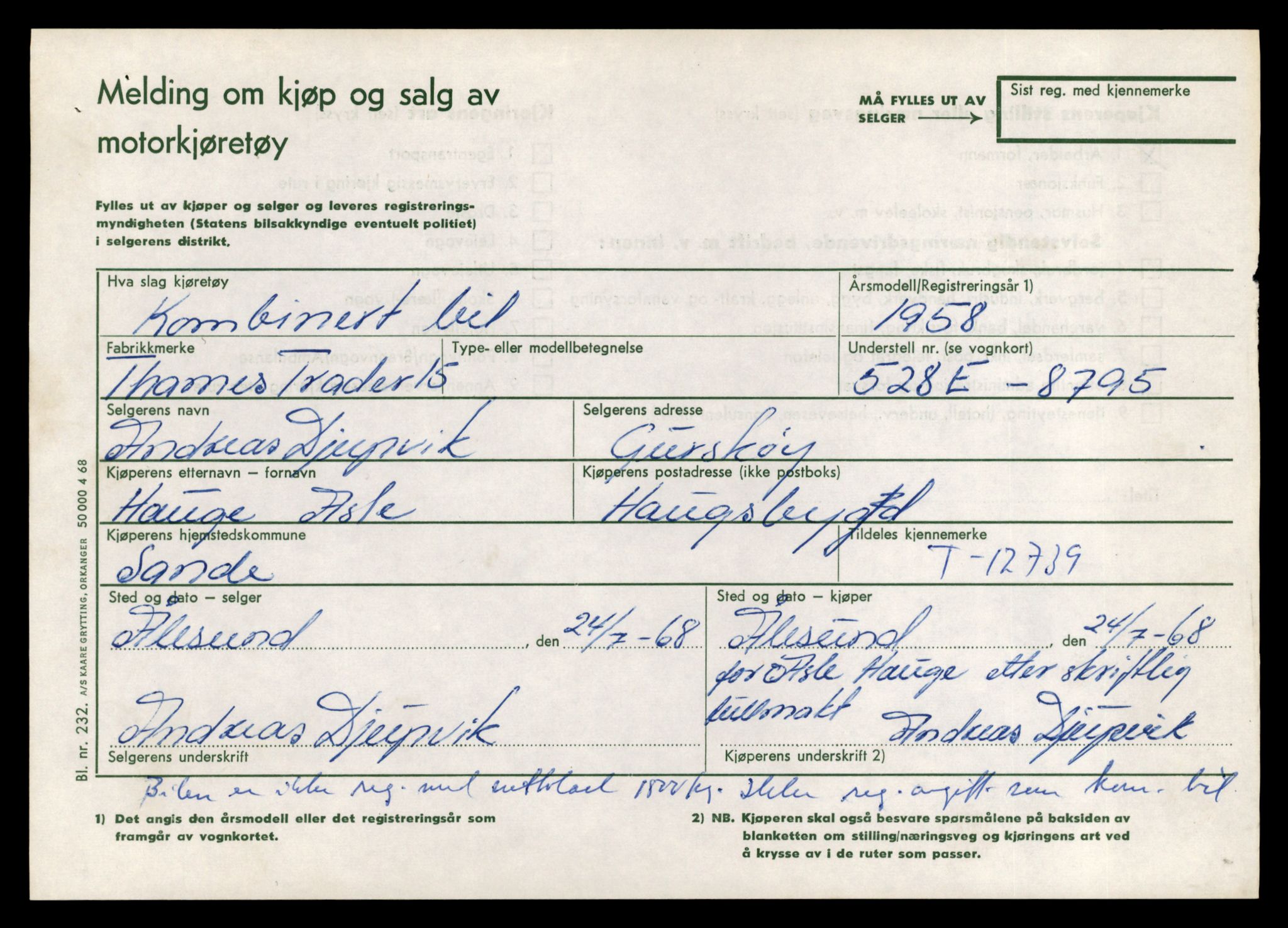 Møre og Romsdal vegkontor - Ålesund trafikkstasjon, AV/SAT-A-4099/F/Fe/L0035: Registreringskort for kjøretøy T 12653 - T 12829, 1927-1998, s. 1650