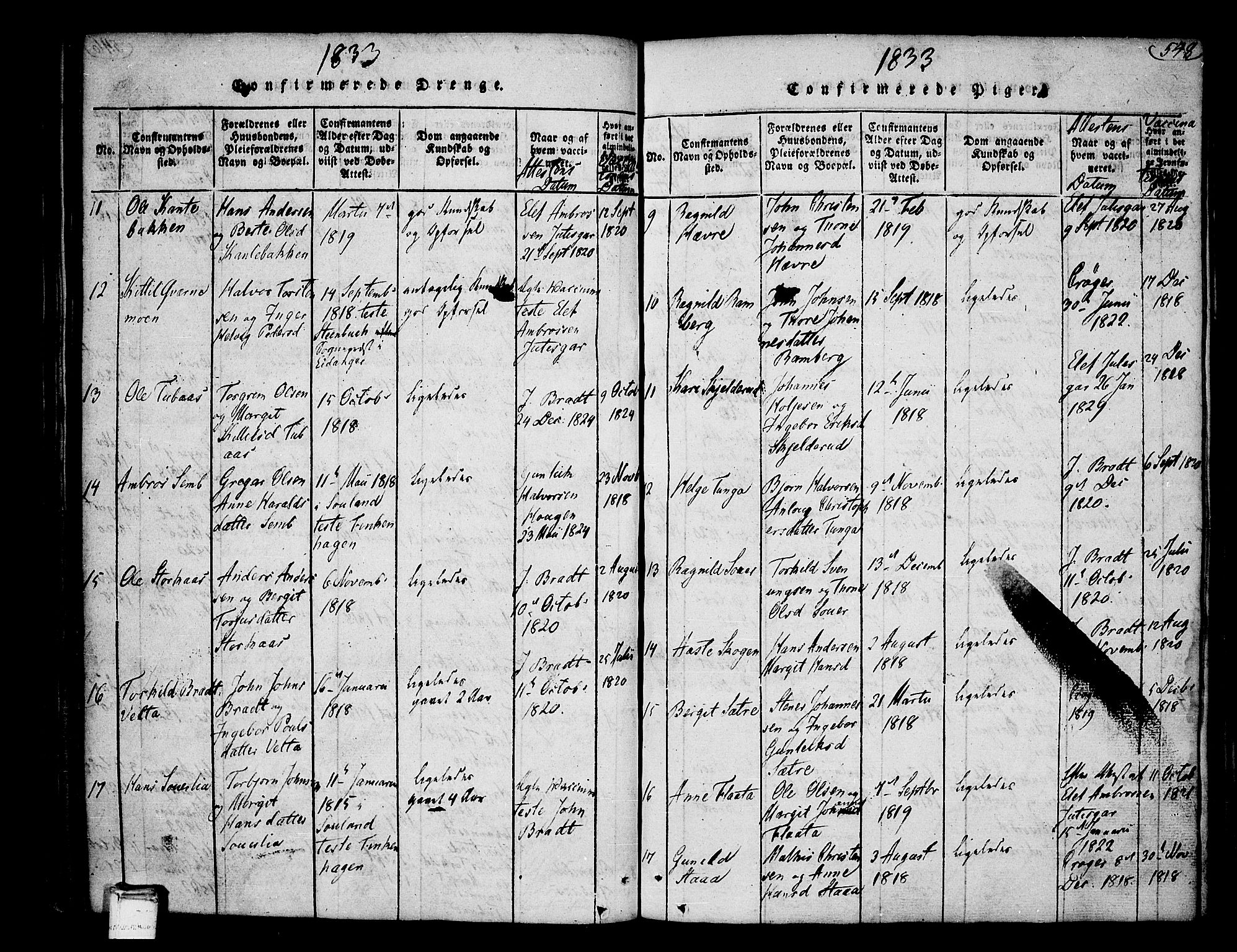 Heddal kirkebøker, AV/SAKO-A-268/F/Fa/L0005: Ministerialbok nr. I 5, 1814-1837, s. 547-548