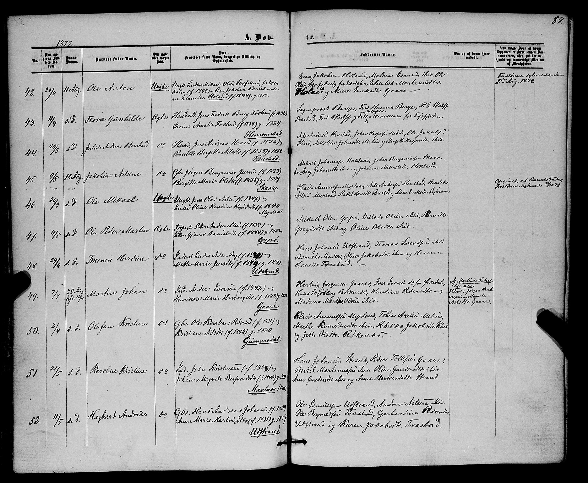 Kvæfjord sokneprestkontor, AV/SATØ-S-1323/G/Ga/Gaa/L0004kirke: Ministerialbok nr. 4, 1857-1877, s. 87