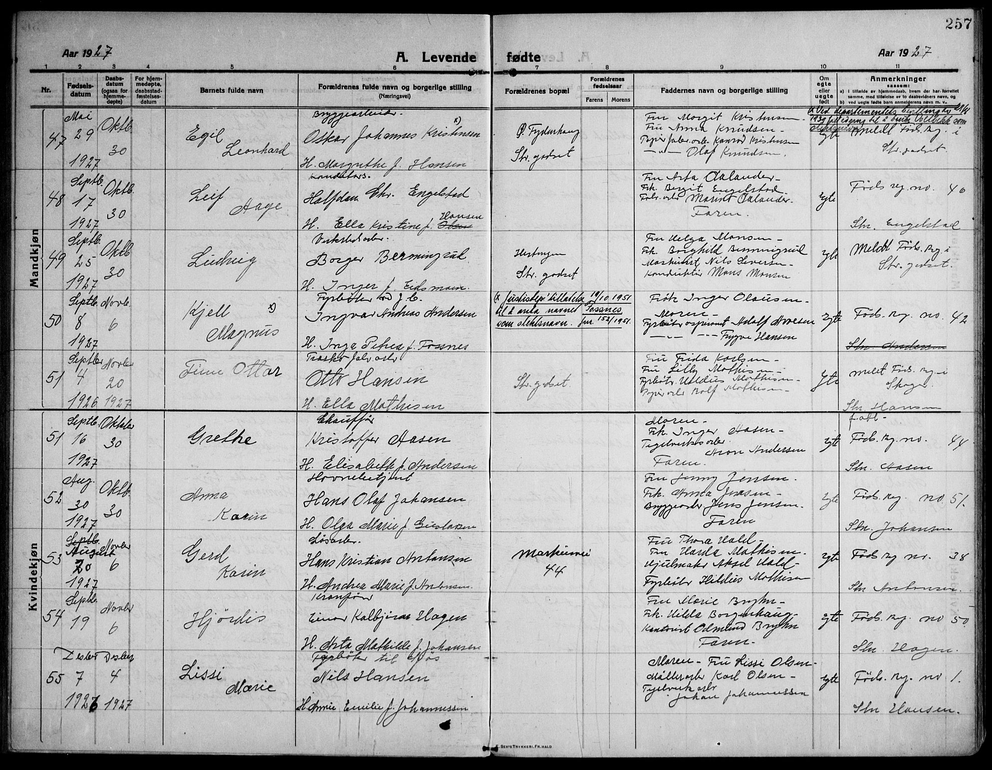 Strømsø kirkebøker, AV/SAKO-A-246/F/Fa/L0029: Ministerialbok nr. I 27, 1915-1930, s. 257