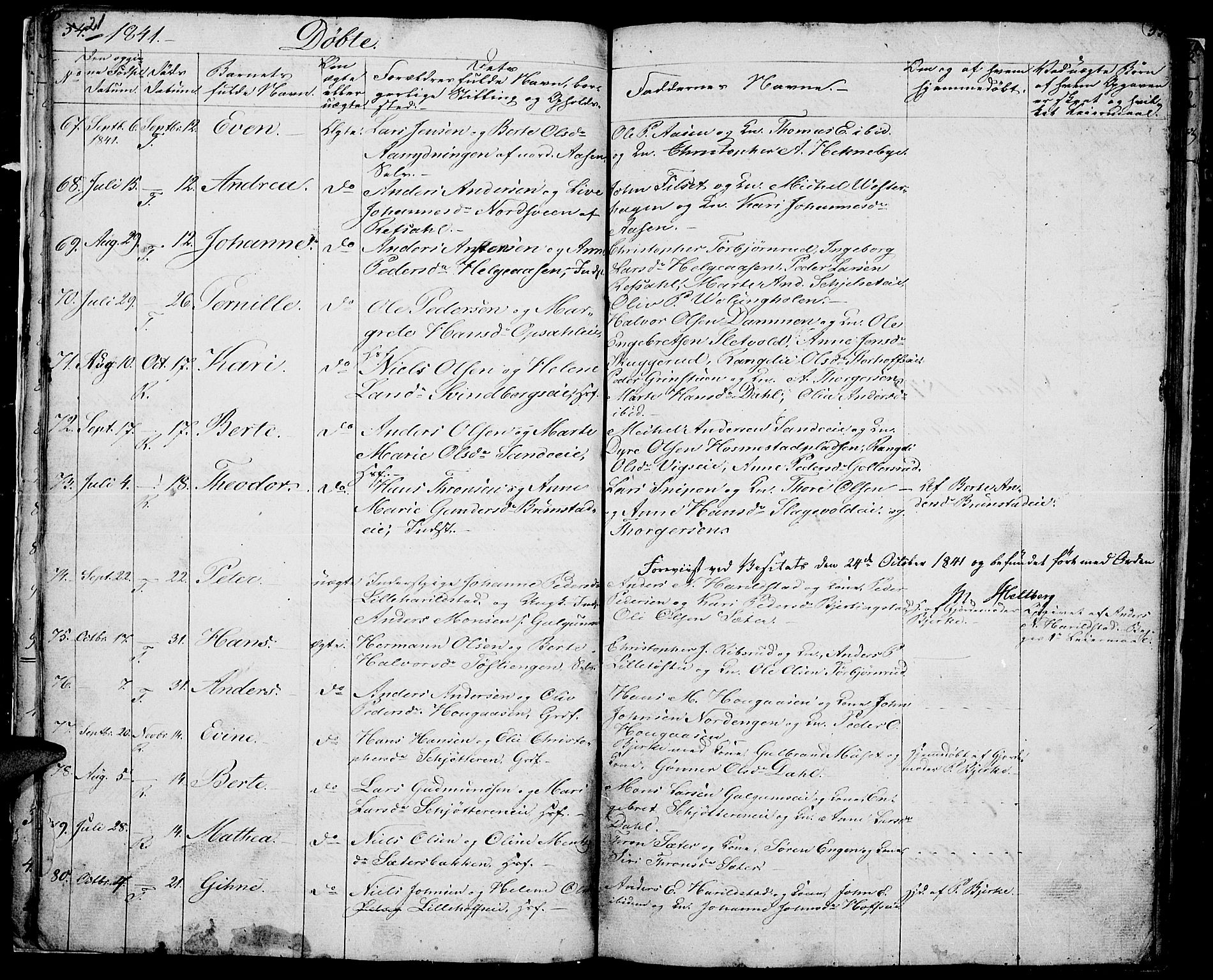 Romedal prestekontor, AV/SAH-PREST-004/L/L0008: Klokkerbok nr. 8, 1837-1844, s. 21