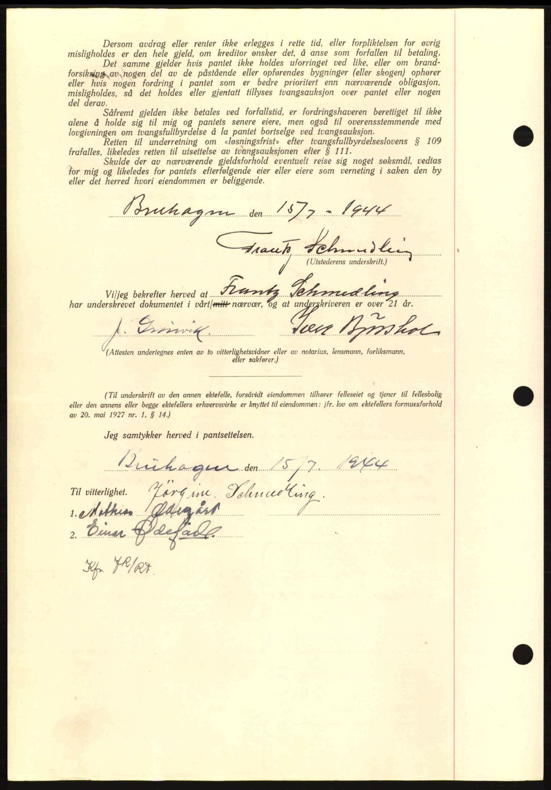 Nordmøre sorenskriveri, AV/SAT-A-4132/1/2/2Ca: Pantebok nr. B92, 1944-1945, Dagboknr: 1256/1944